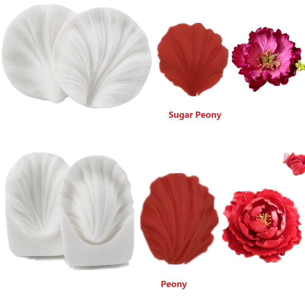 6Set Gumpaste Flower And Leaf Silicone Veining Mold Sugarcraft Fondant Flower Making Tools For Wedding Cake Decorating,Chocolate