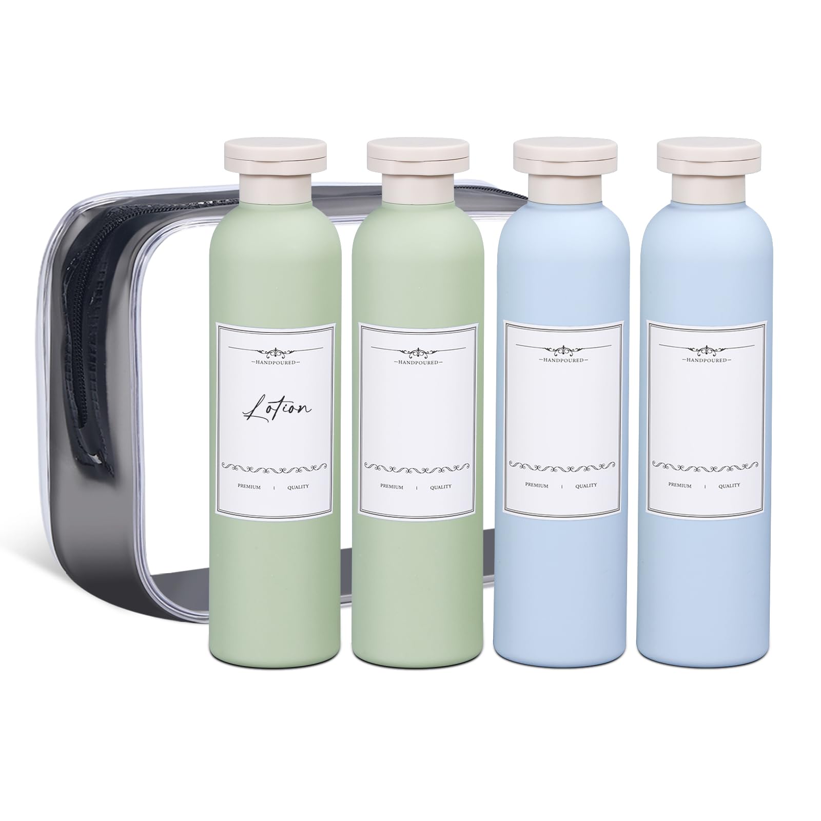 Asevat 8.8 Oz Leak Proof Travel Bottle With Flip Cap, Shampoo And Conditioner Bottle Set, Refillable Containers For Lotion, Crea