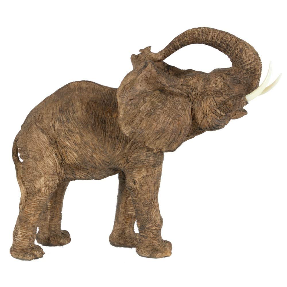 Benzara BM165412 Brown Polyresin Trumpeting Elephant Accent