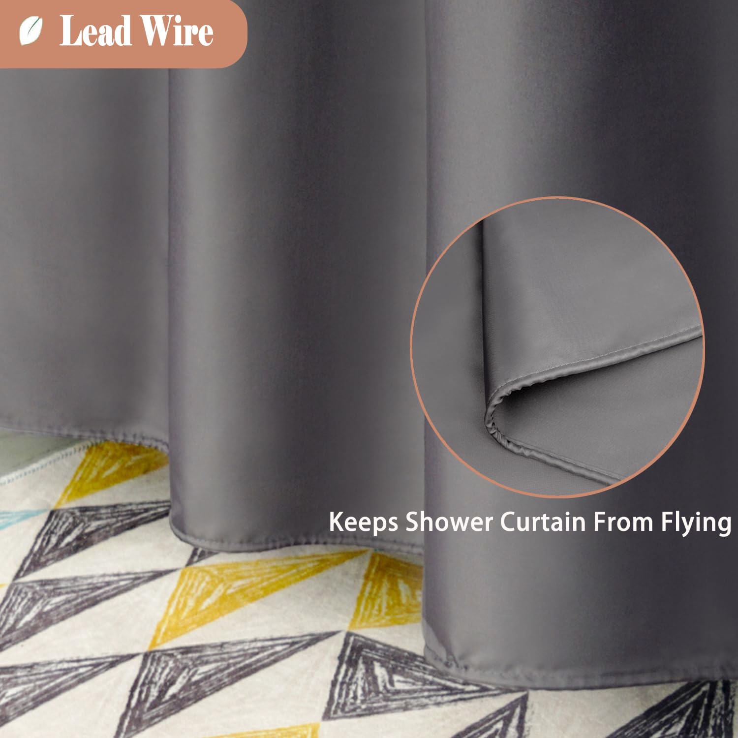 UFRIDAY Dark Gray Shower Curtain 72 x 75 Inches Long Polyester Fabric Shower Curtain with Light Filtering Window  Water Repellent 12 Hooks Included Washable Curtain for Home and Hotel