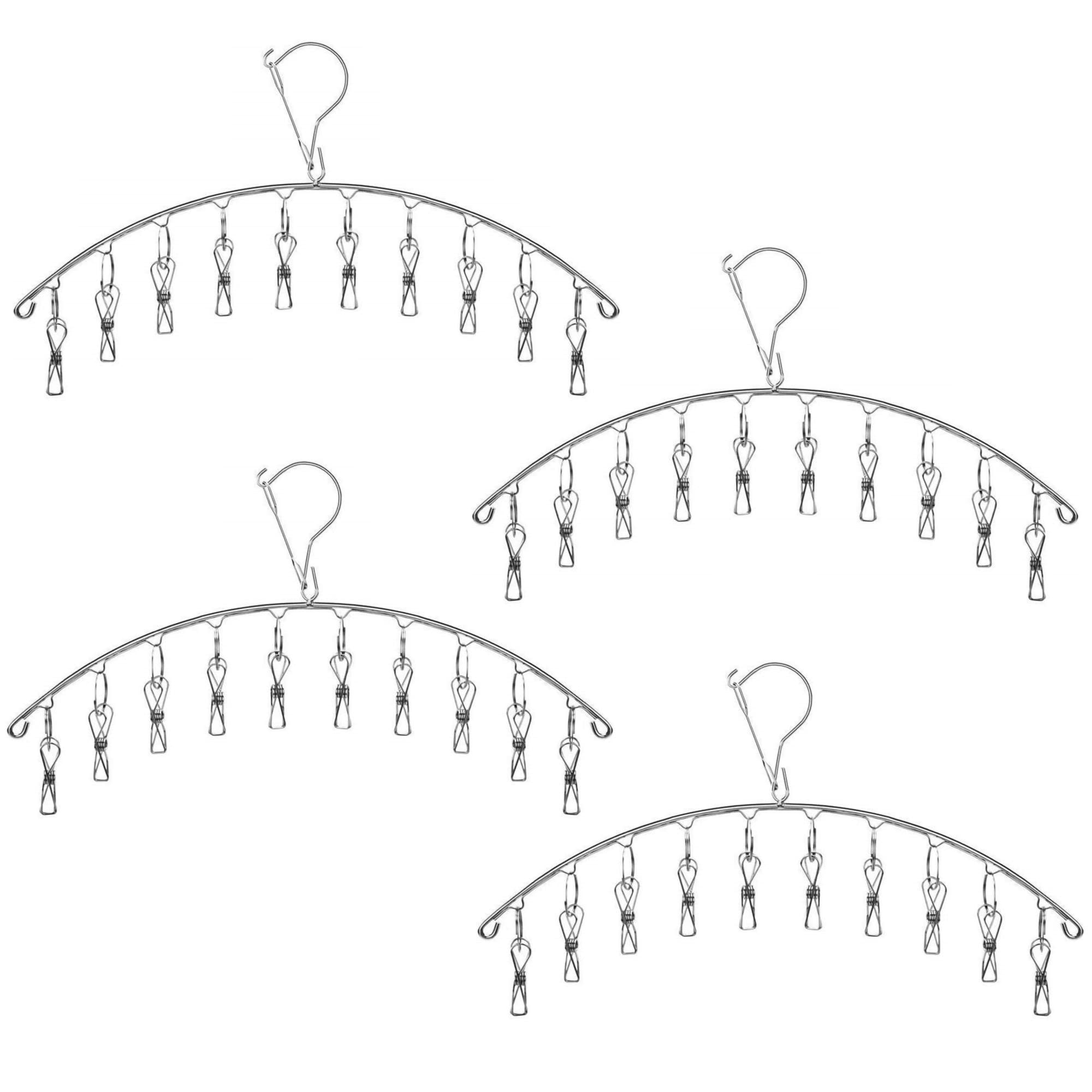 Skroad 4 Pack Stainless Steel Laundry Drying Rack Clothes Hanger With 10 Clips