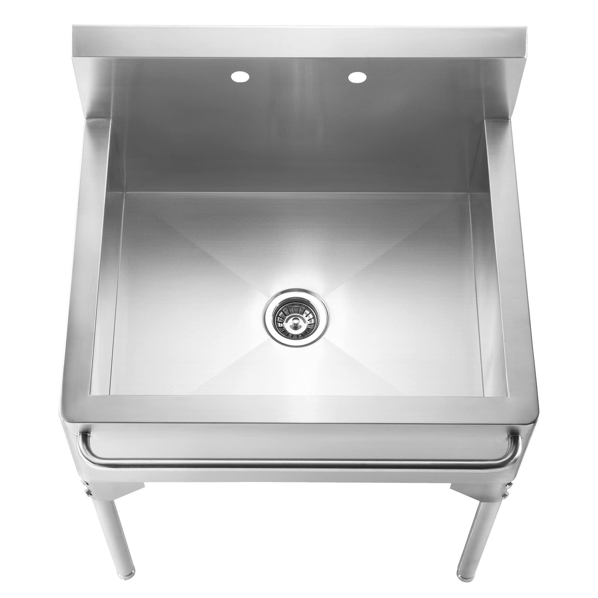 Whitehaus Wh302510-Np Pearlhaus Single Bowl Commercial Freestanding Utility Sink With Towel Bar