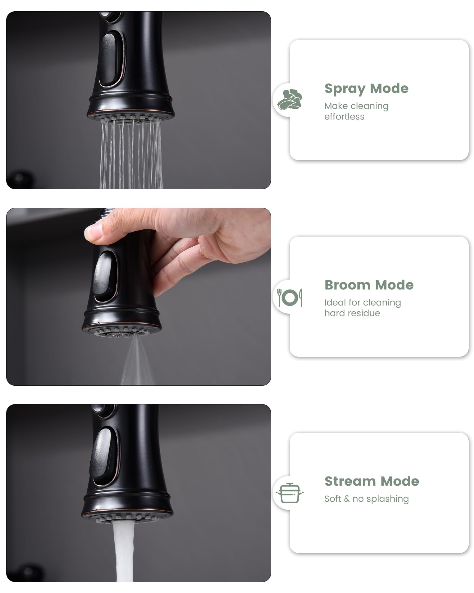APPASO Pull Down Kitchen Faucet with Sprayer Oil Rubbed Bronze  Single Handle One Hole High Arc Pull Out Spray Head Kitchen Sink Faucet with Deck Plate