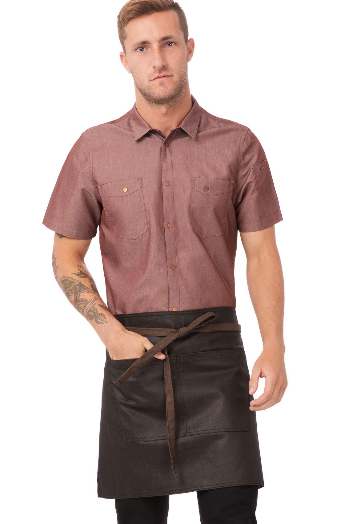 Chef Works Unisex Boulder Half Bistro Apron, Brown/Black, One Size