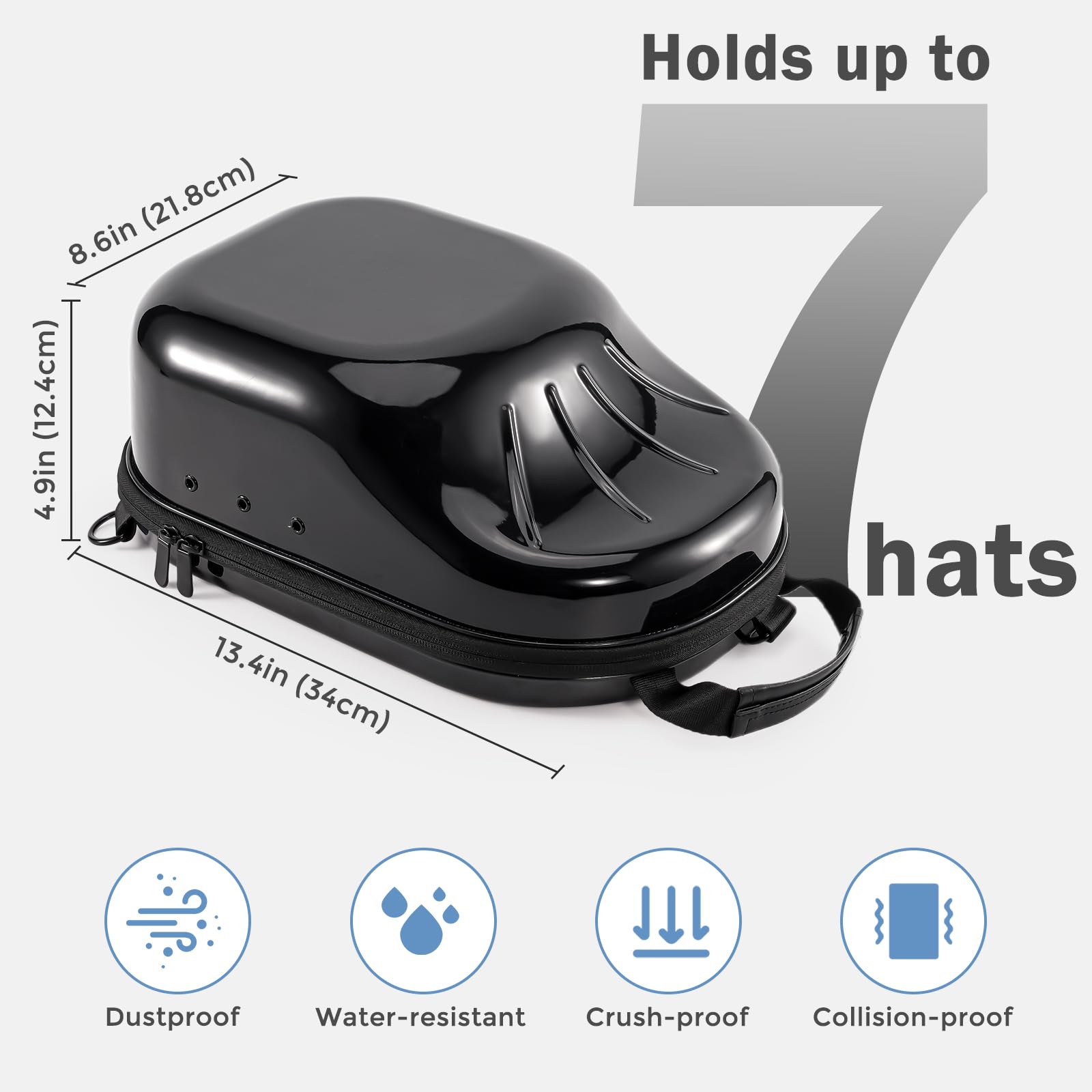 Procase Hat Travel Case, Hard Hat Case For 6-7 Baseball Caps Lids Hat Storage Organizer With Carrying Handle & Shoulder Strap Ca