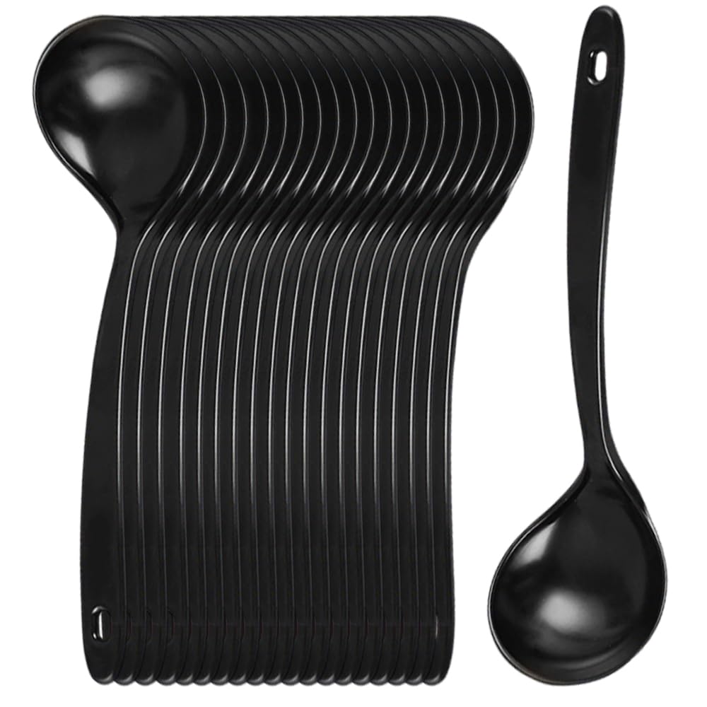 Large Plastic Serving Spoons,Disposable Heavy Duty Serving Spoons,Long Handle Scoop Soup Rice Ladle for Party Catering Buffet Re