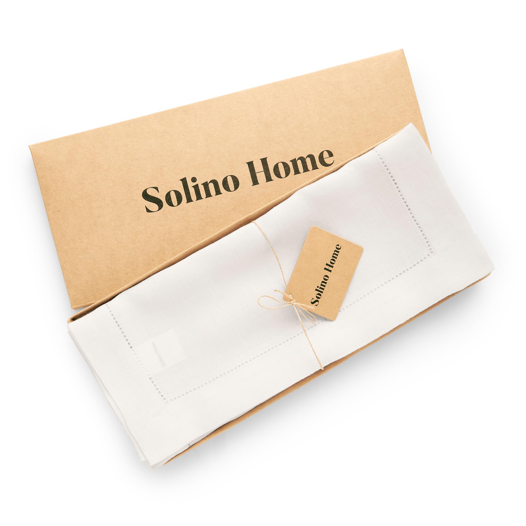 Solino Home Linen White Table Runner 72 Inches Long - Sonoma Hemstitch 100% Pure Linen Prewashed Dining Table Runner 14 X 72 Inc