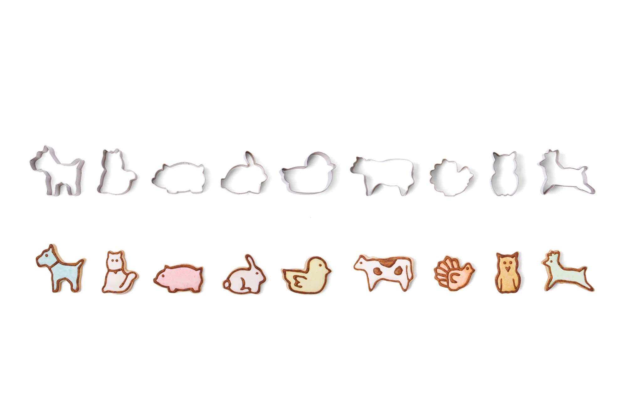 Fox Run Mini Animal Cookie Cutters, 0.75 X 1.5 X 1 Inches, Metallic