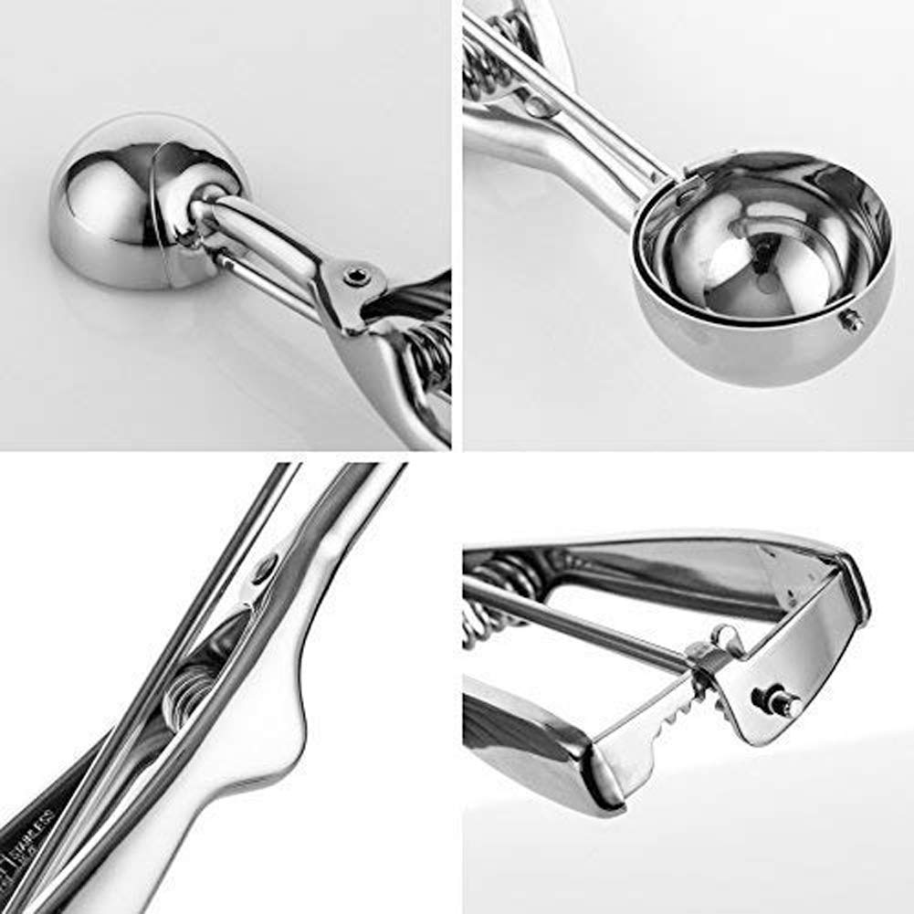 Emoly Cookie Scoop Set, 3 Pcs Ice Cream Scoop With Trigger, 18/8 Stainless Steel For Baking Include Large-Medium-Small Size Perf