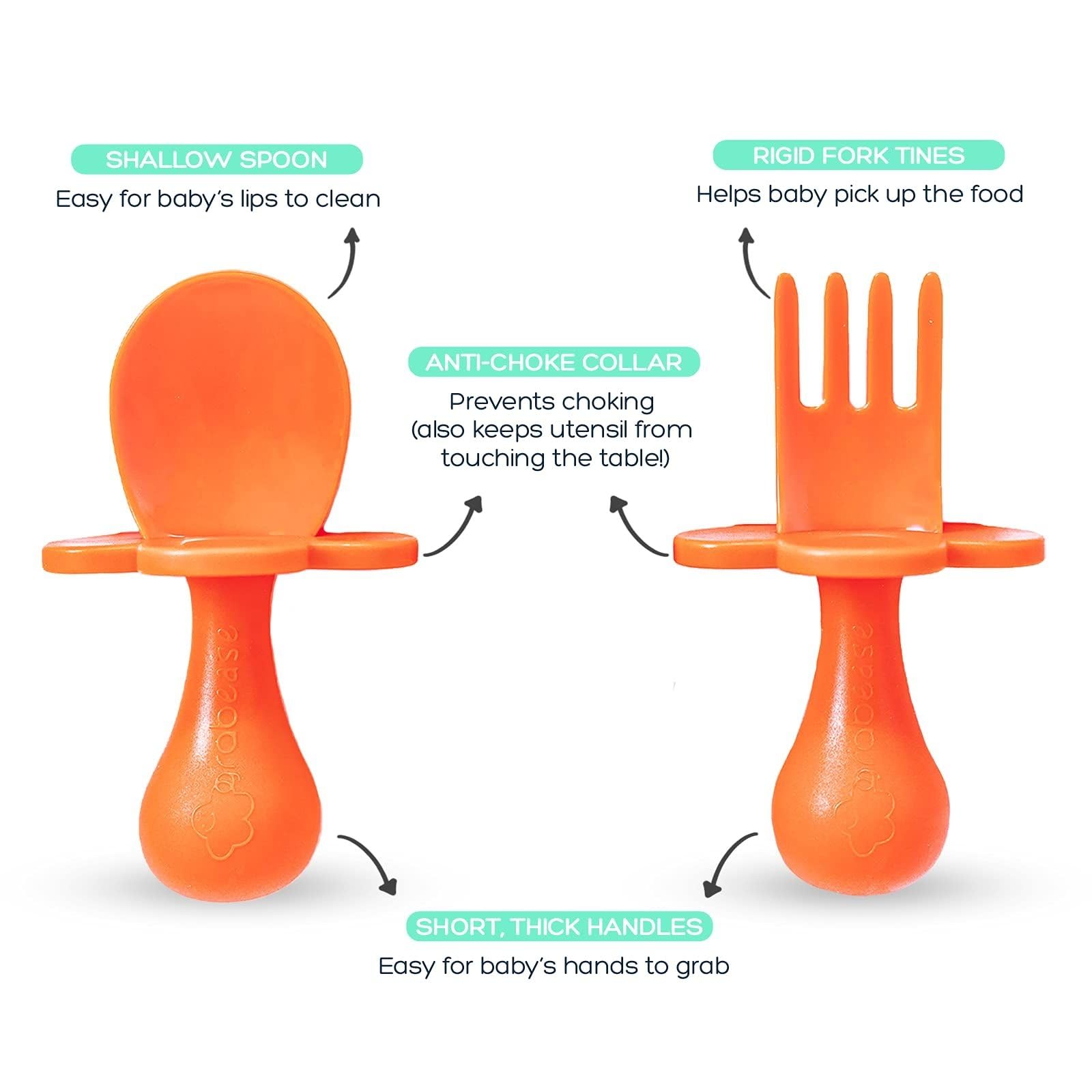 Grabease Toddler Silverware Toddler Spoons and Forks Baby Silverware Baby For and Spoons, BPA-Free & Phthalate-Free for Baby & T