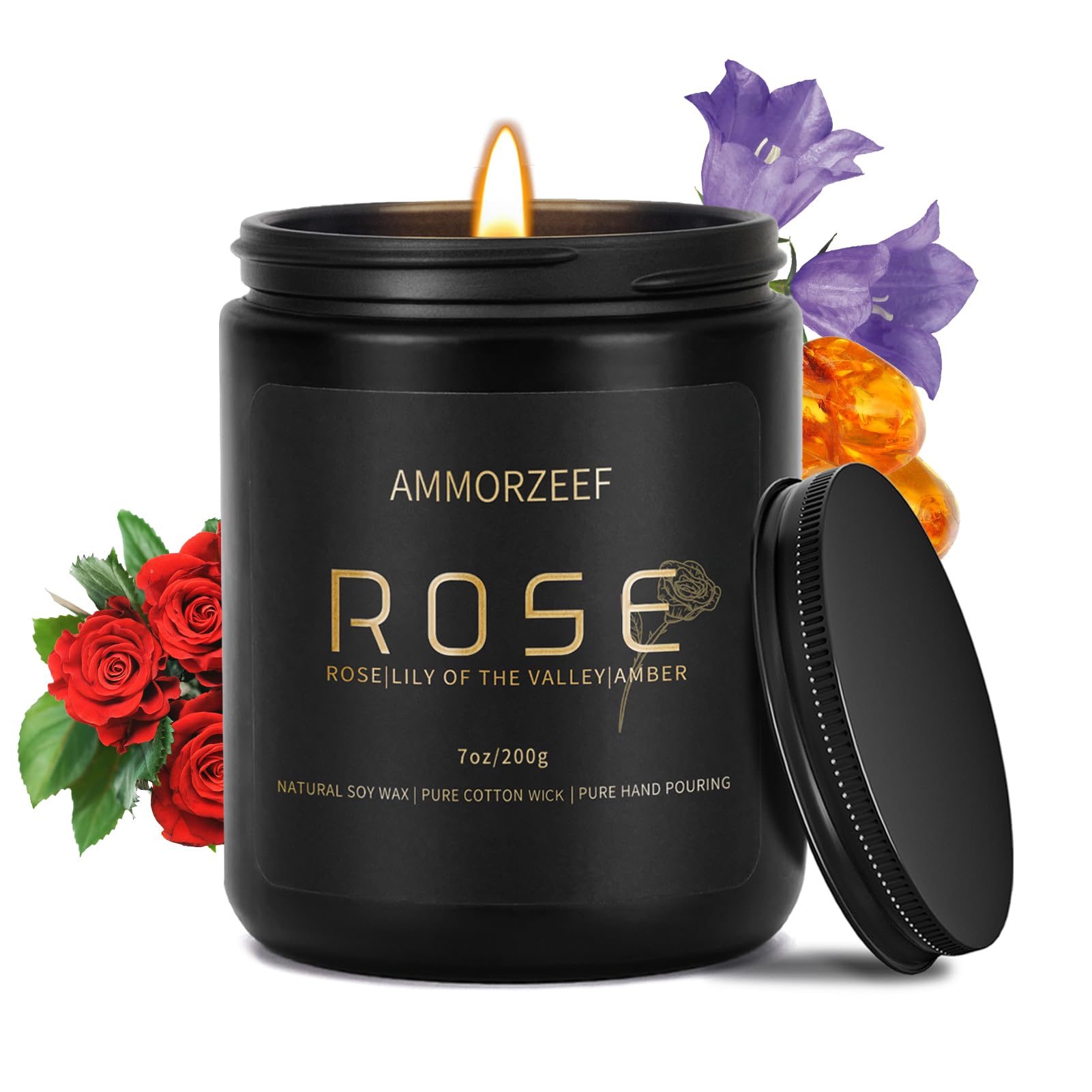AMMORZEEF Rose Scented Candles for Men Women;Gifts for Couples|Soy Candles for Home|Birthday Candle Gifts for Men and Women|Vale
