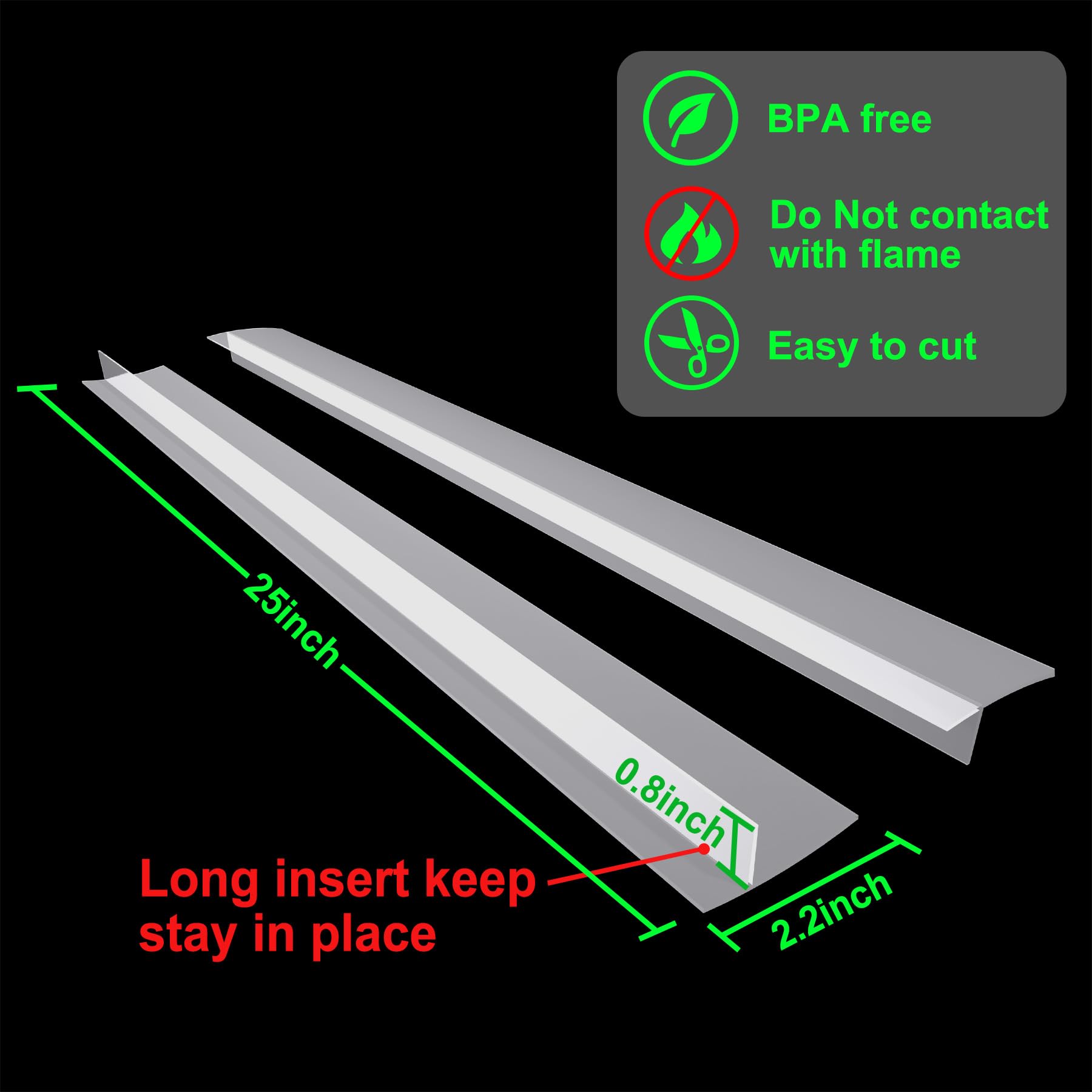 Silicone Stove Counter Gap Cover Kitchen Counter Gap Filler Transparent 25'' Long Gap Filler Sealing Spills Between Kitchen Appl