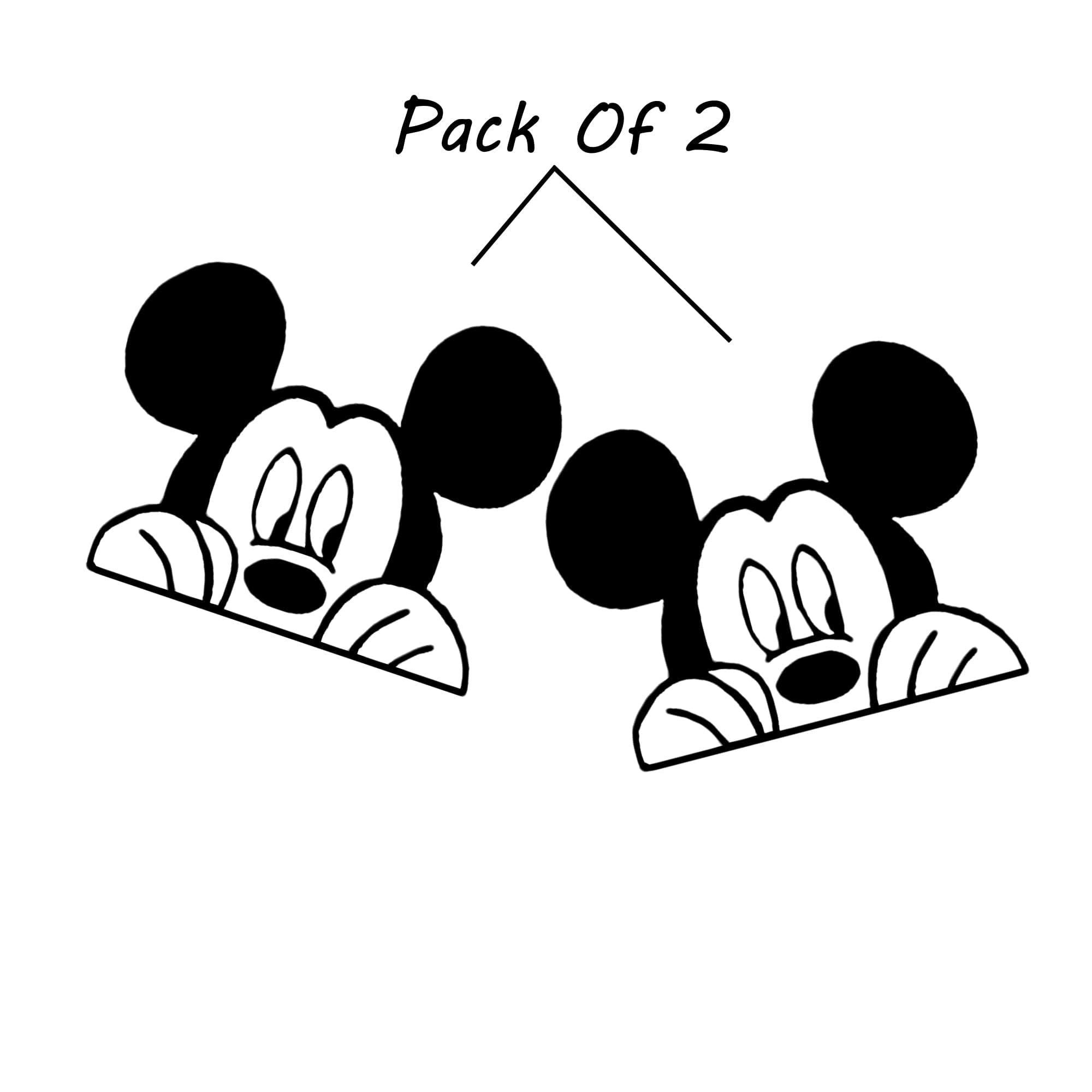 Mickey Mouse Wall Decal Peeking Vinyl Sticker Pack (2 Pack) - 3.5X3.5 Inches - Disney Mickey Mouse Wall Bathroom Room D  Cor Sti