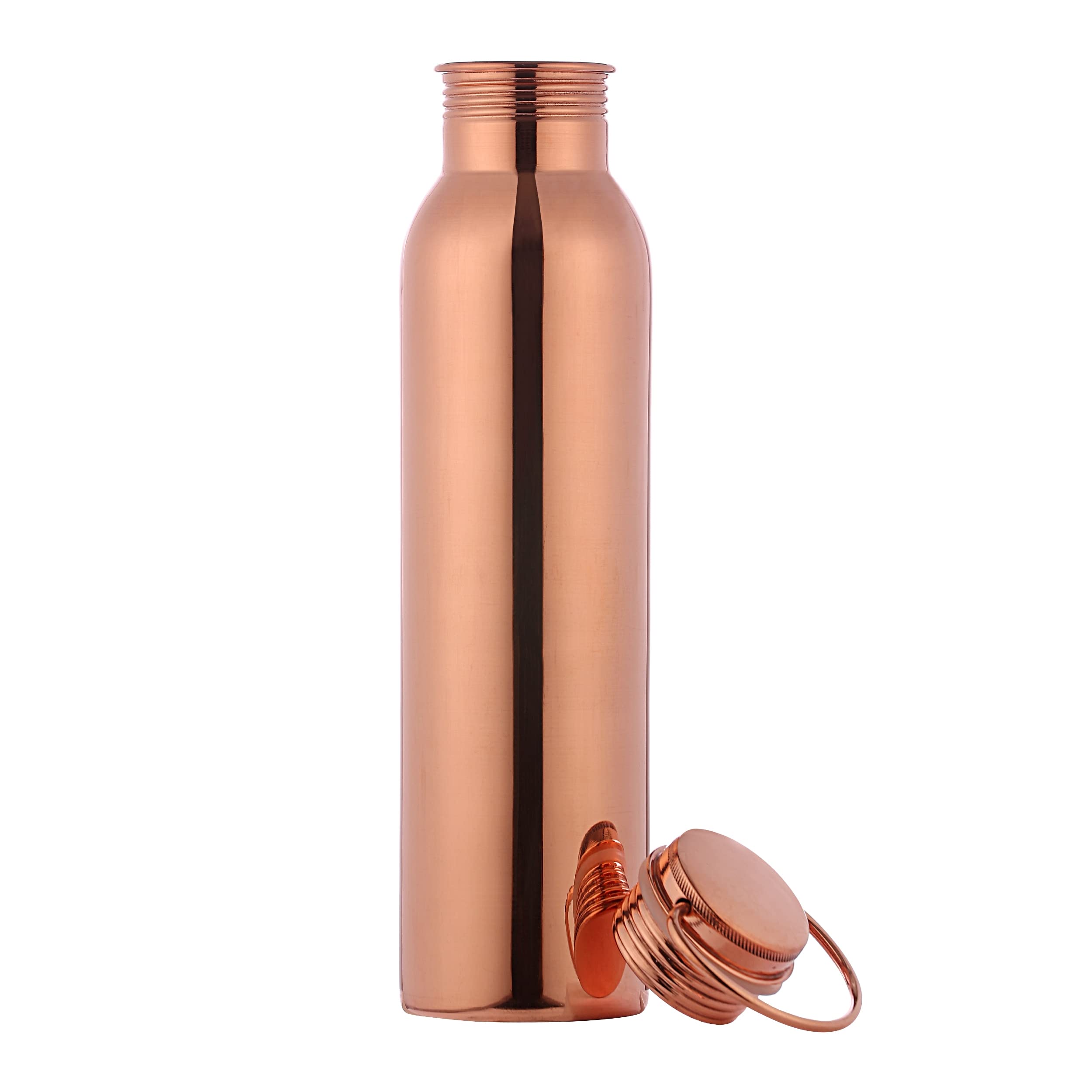 Healthgoodsin Pure Copper Water Bottle With Carrying Handle Seamless Leakproof Ayurvedic Water Bottle 1000 Ml
