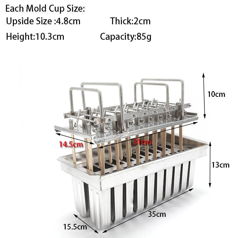 Stainless Steel Ice Lolly Popsicle Molds Kit 20Pcs Ice Cream Stick Holder Round Head Grooved