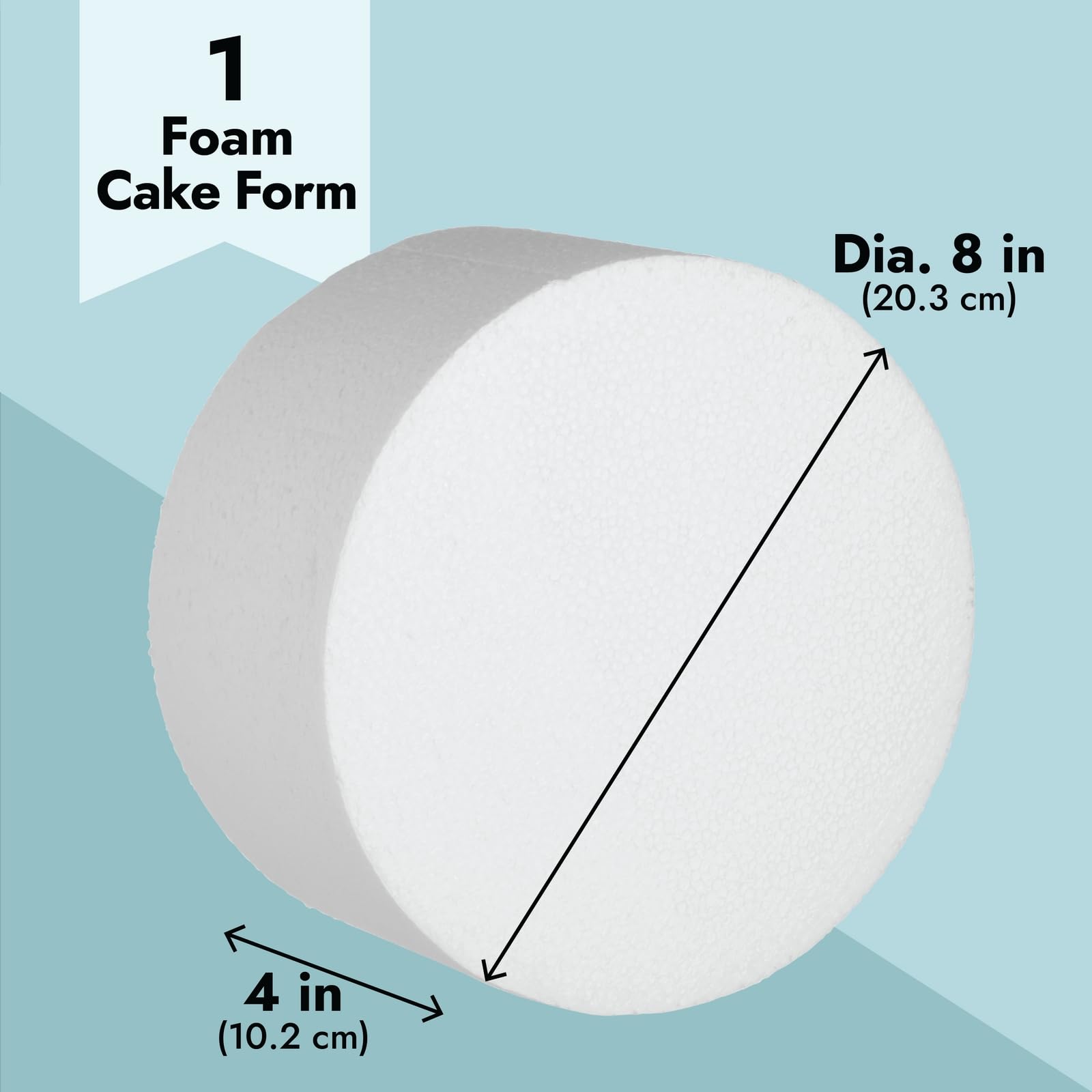 Bright Creations 8 Inch Round Cake Dummy, Foam Cake Form (White, 8X4 Inches)