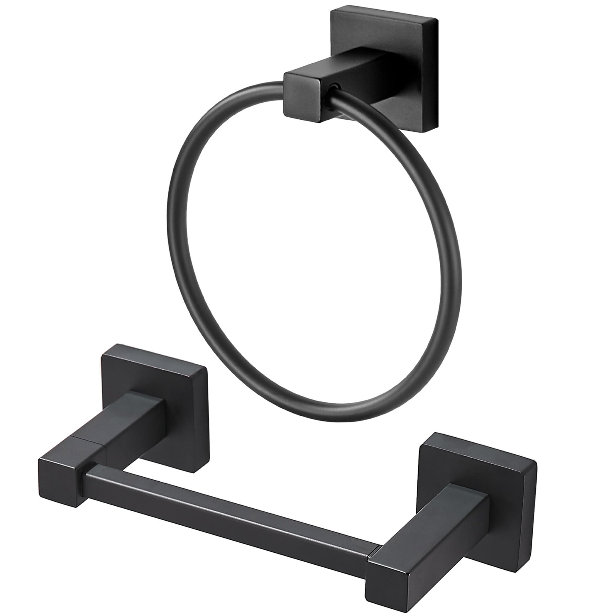Bigbig Home Black Toilet Paper Holder Towel Ring, Matte Black Toilet Roll Holder Hand Towel Holder, Modern Towel Holder For Bath
