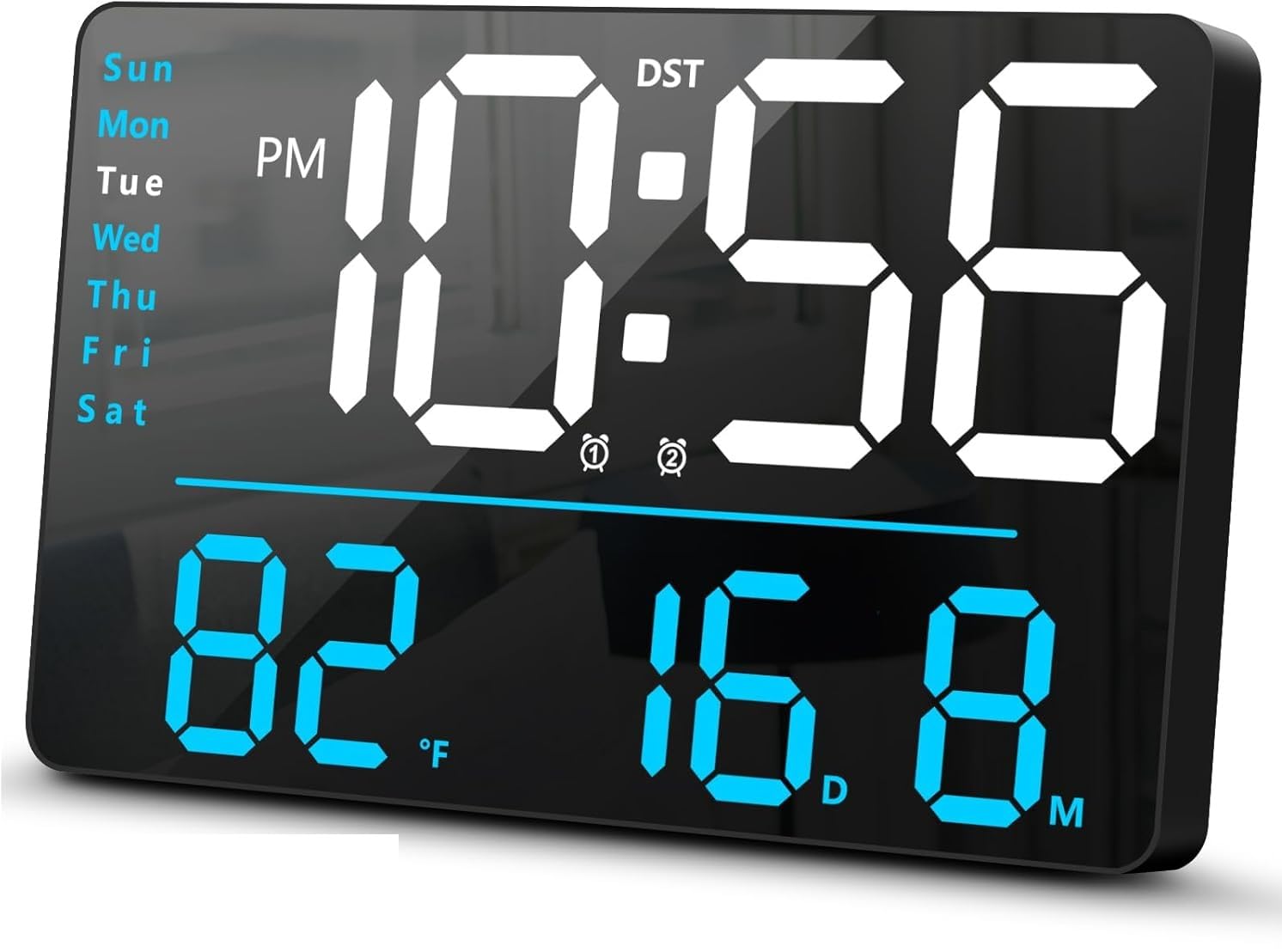 Ghanu Digital Alarm Wall Clock Large Led With Remote Control, Auto & Manual Dimmer, Temperature Display, Dual Alarms, Date & Wee