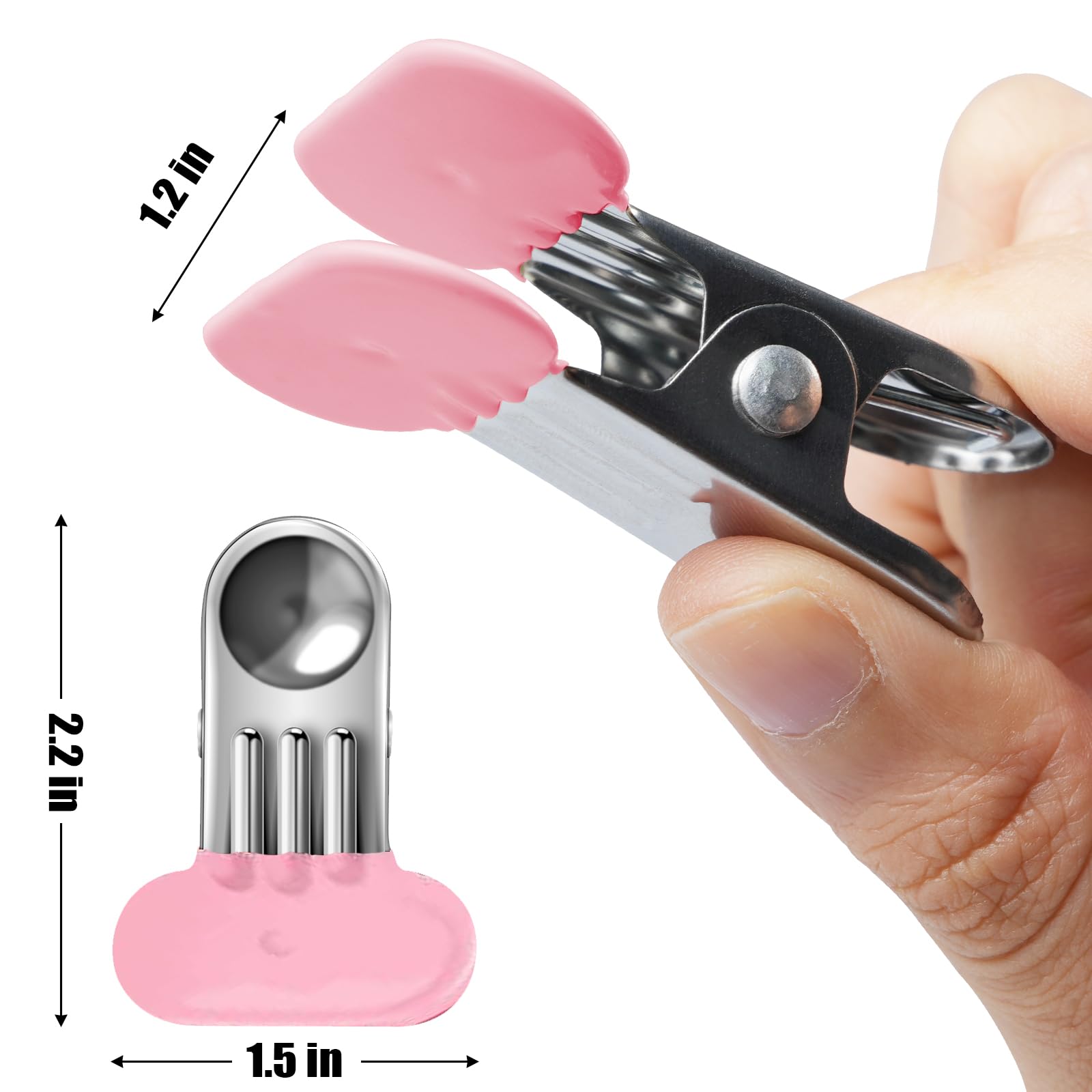 Chip Bag Clips For Food Storage, Pink Chip Clips Bag Clips Food Clips Bread, Upgrade Wide 1.5 Inches Stainless Steel Food Clips