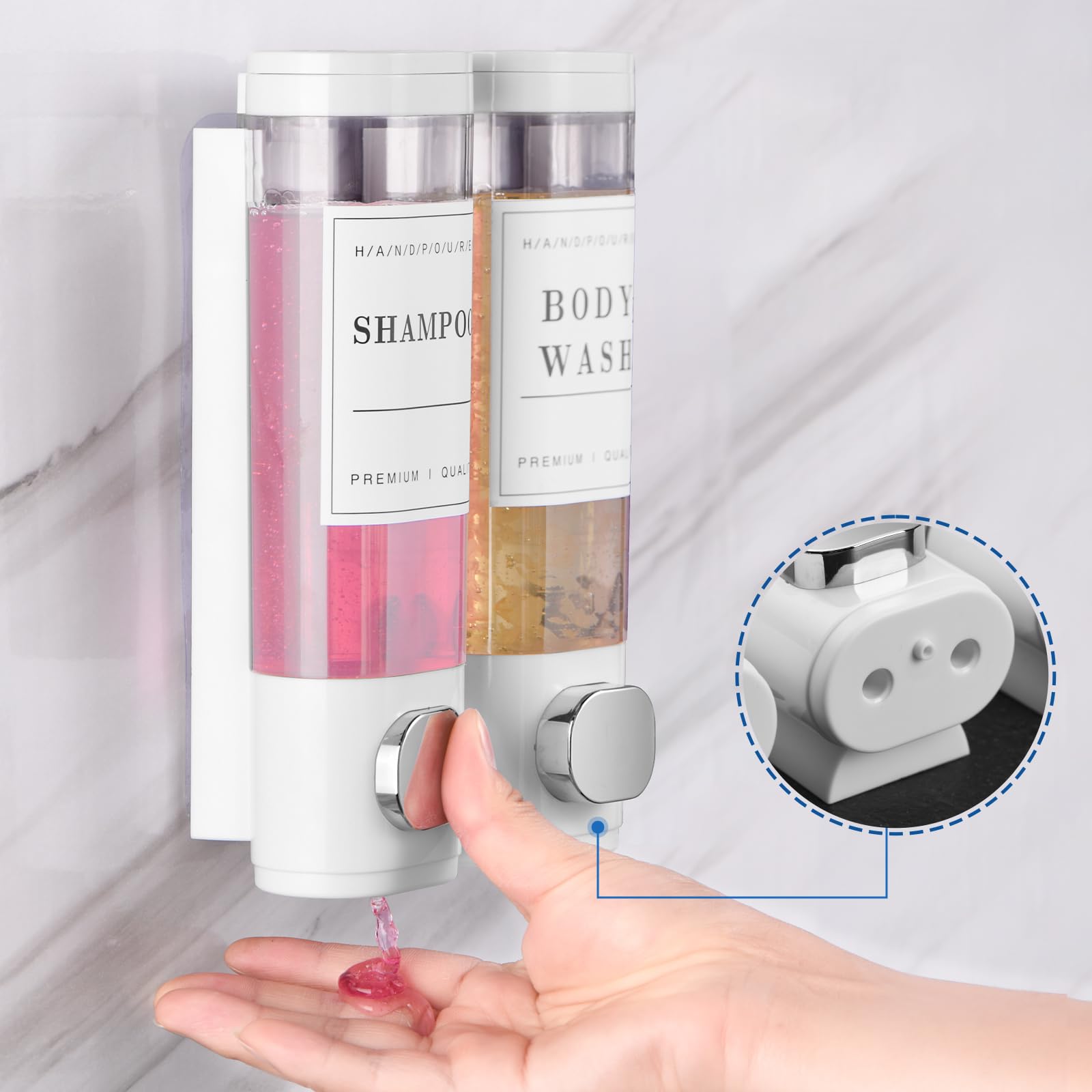 Shampoo And Conditioner Dispenser Bathroom Shower Soap Dispenser Wall Mounted Shampoo Dispenser For Shower Wall No Drill 2 * 300