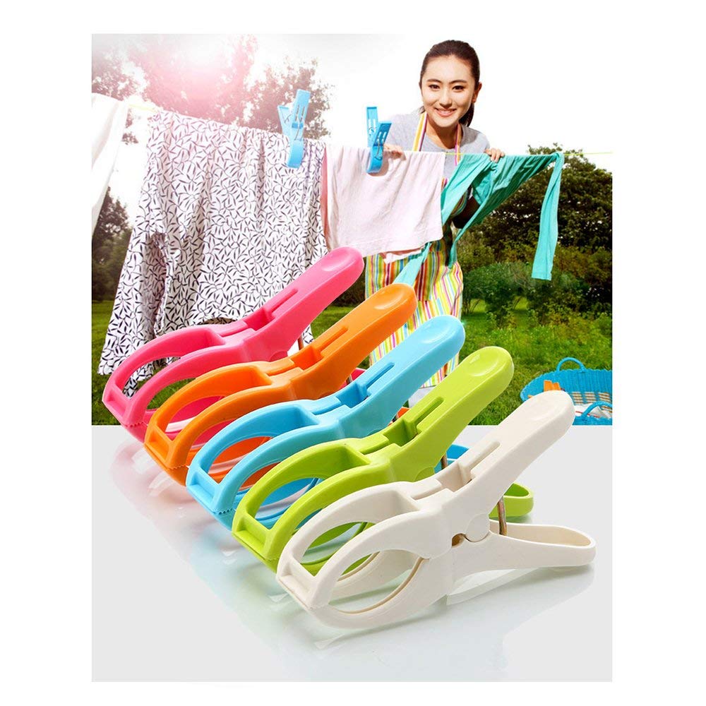 Ielek Beach Towel Clips Cruise Chair Holder Double Thickness Fashion Colors Plastic Quilt Hanging Clamps Jumbo Size 12 Pack For