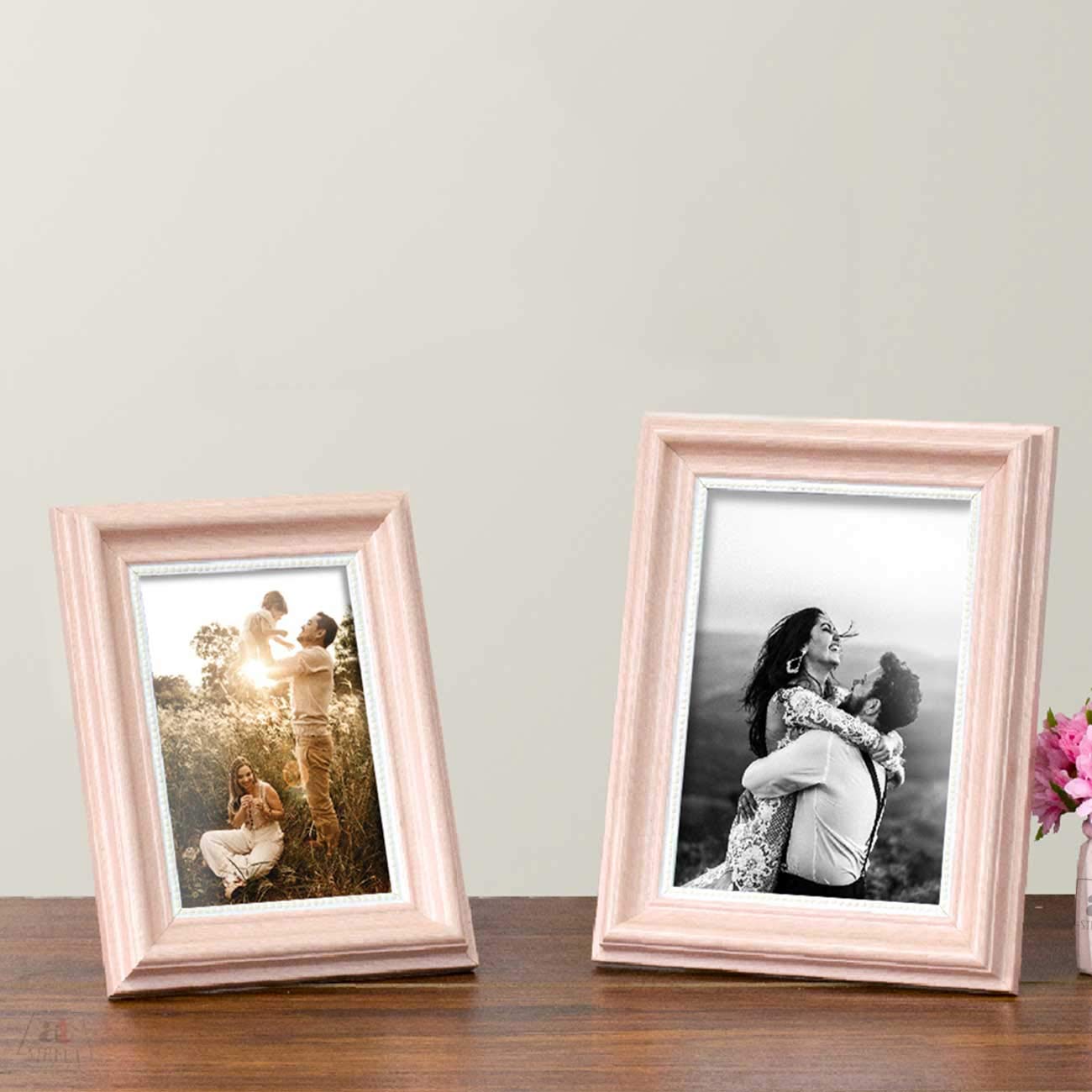 Art Street Table Photo Frame/Picture Frame For Desk (Photo Size 5X7 & 4X6) Photo Gift/Love Gift - (Set Of 2- Pink)