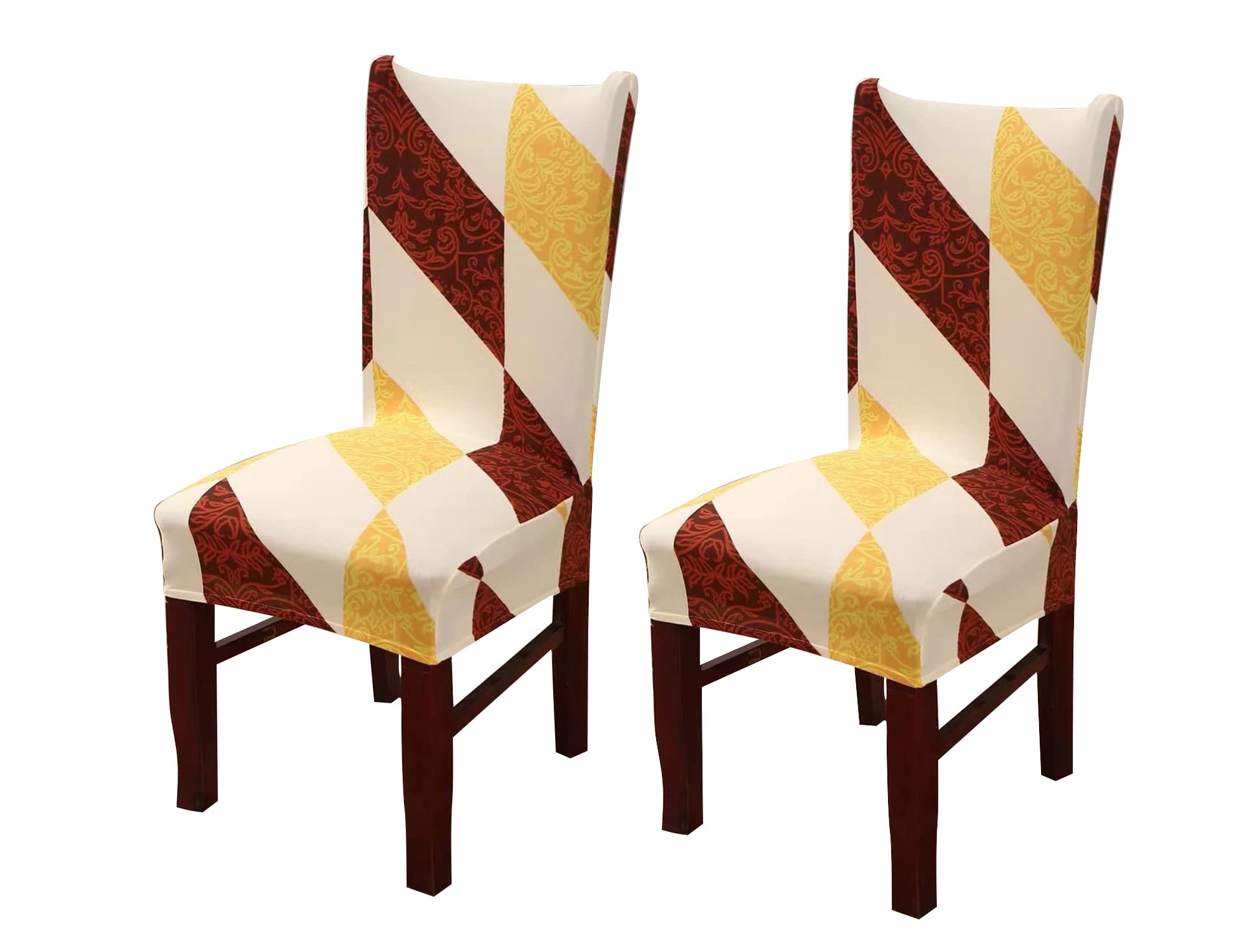 House Of Quirk Elastic Chair Cover Stretch Removable Washable Short Dining Chair Cover Protector Seat Slipcover (Pack Of 2, Abst