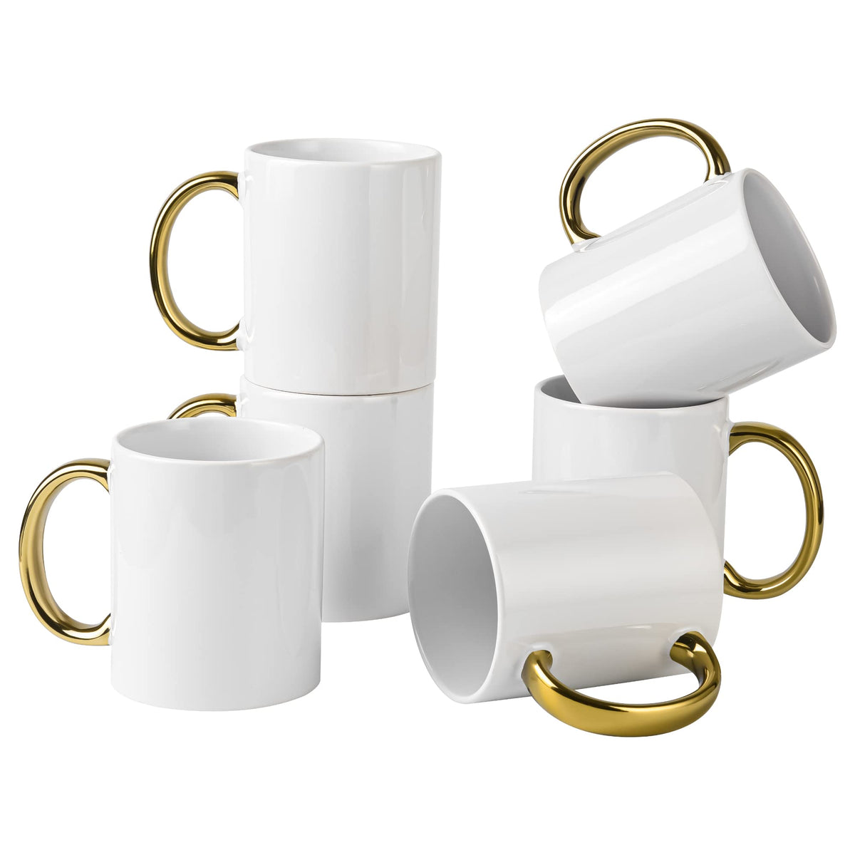 Bycnzb 12 Oz Set Of 6 White Mugs Sublimation Blank Mugs Diy Coated Ceramic Mugs For Coffee Tea, Latte, Cappuccino Cocoa Or Diy G