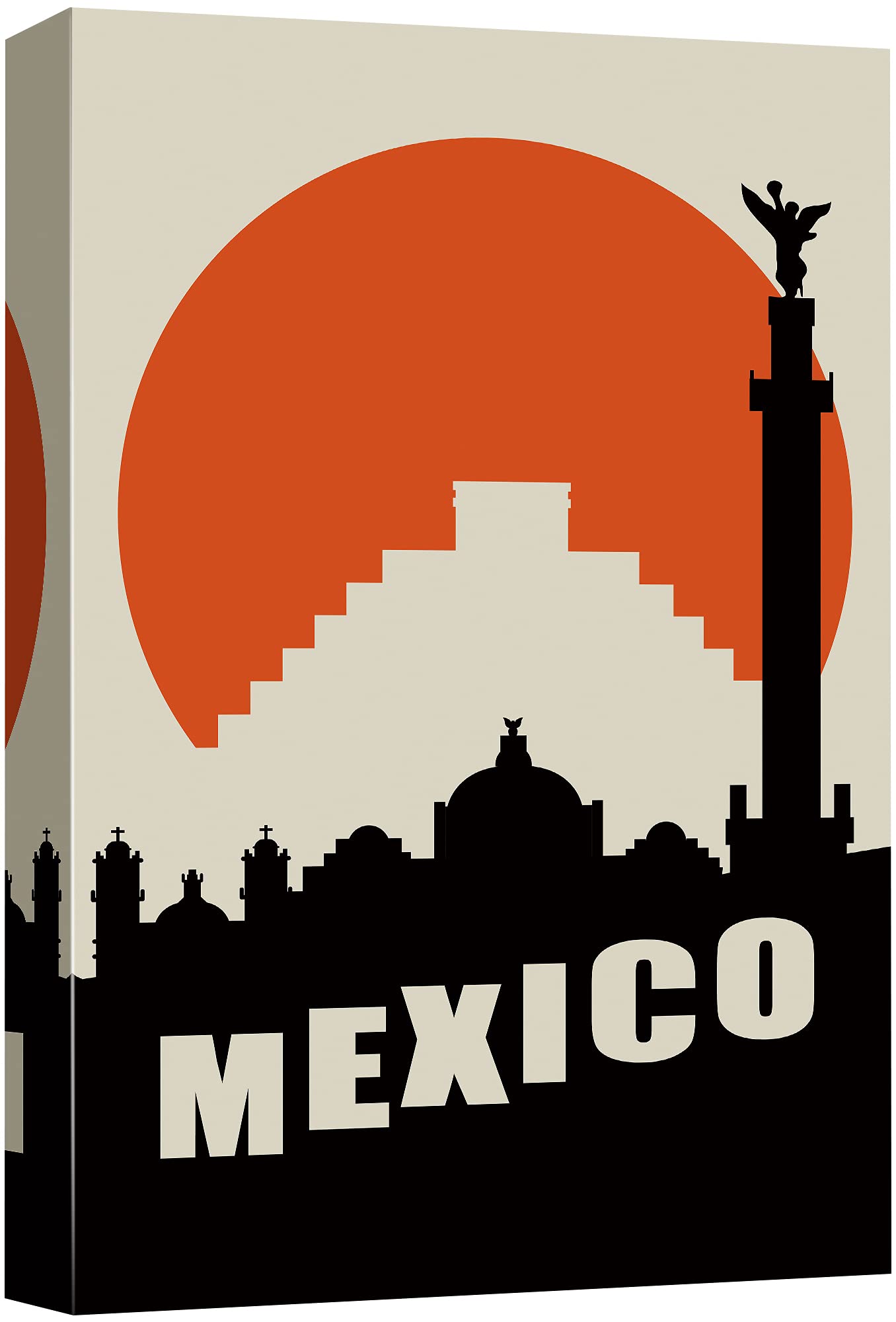 Nwt Canvas Print Wall Art Silhouette Of Pyramid In Mexico Architecture & Maps Cities Illustrations Modern Art Global Landscape M
