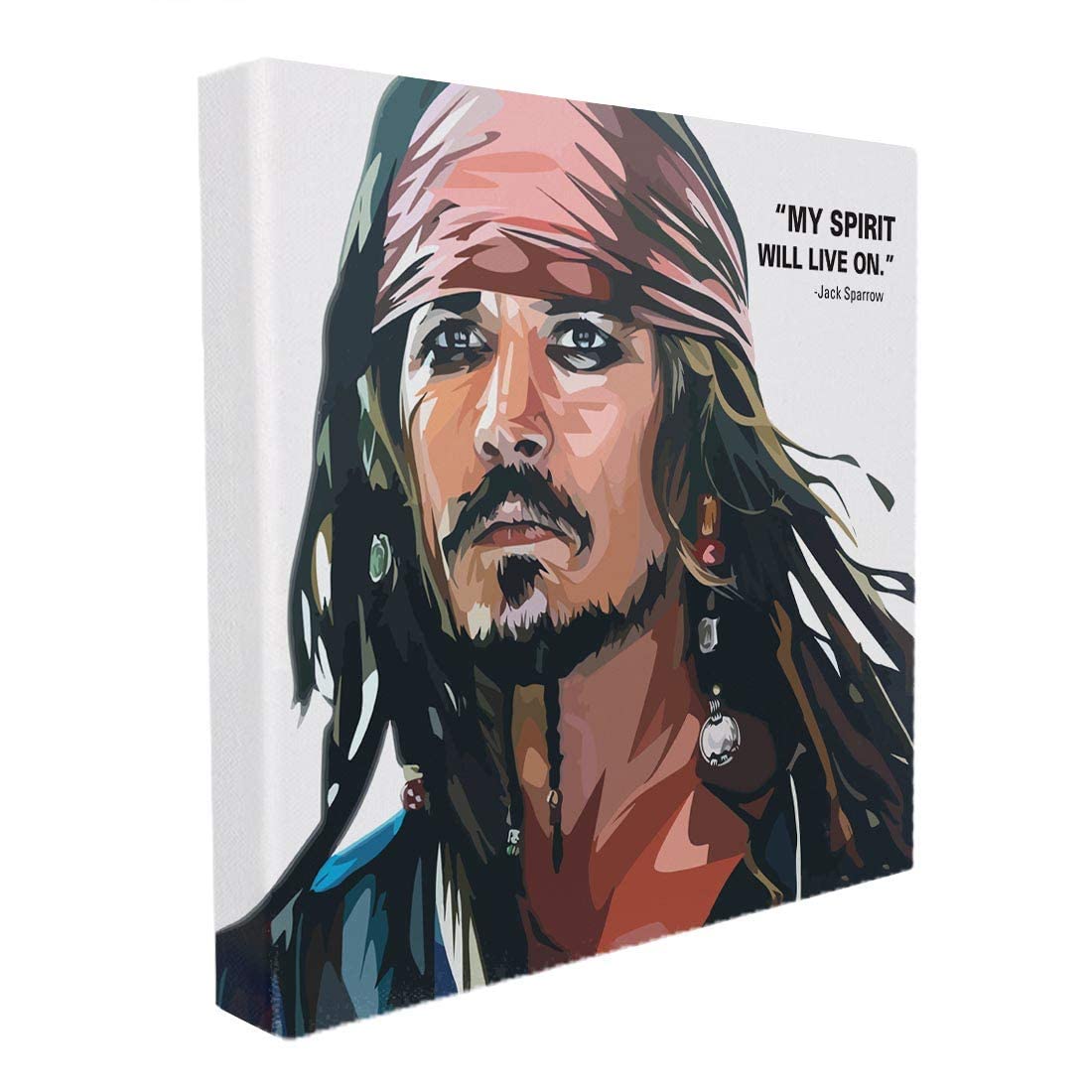 Verre Art Jack Sparrow Canvas Pop Art With Wooden Frame Wrapped Canvas Poster (22X22Inch)