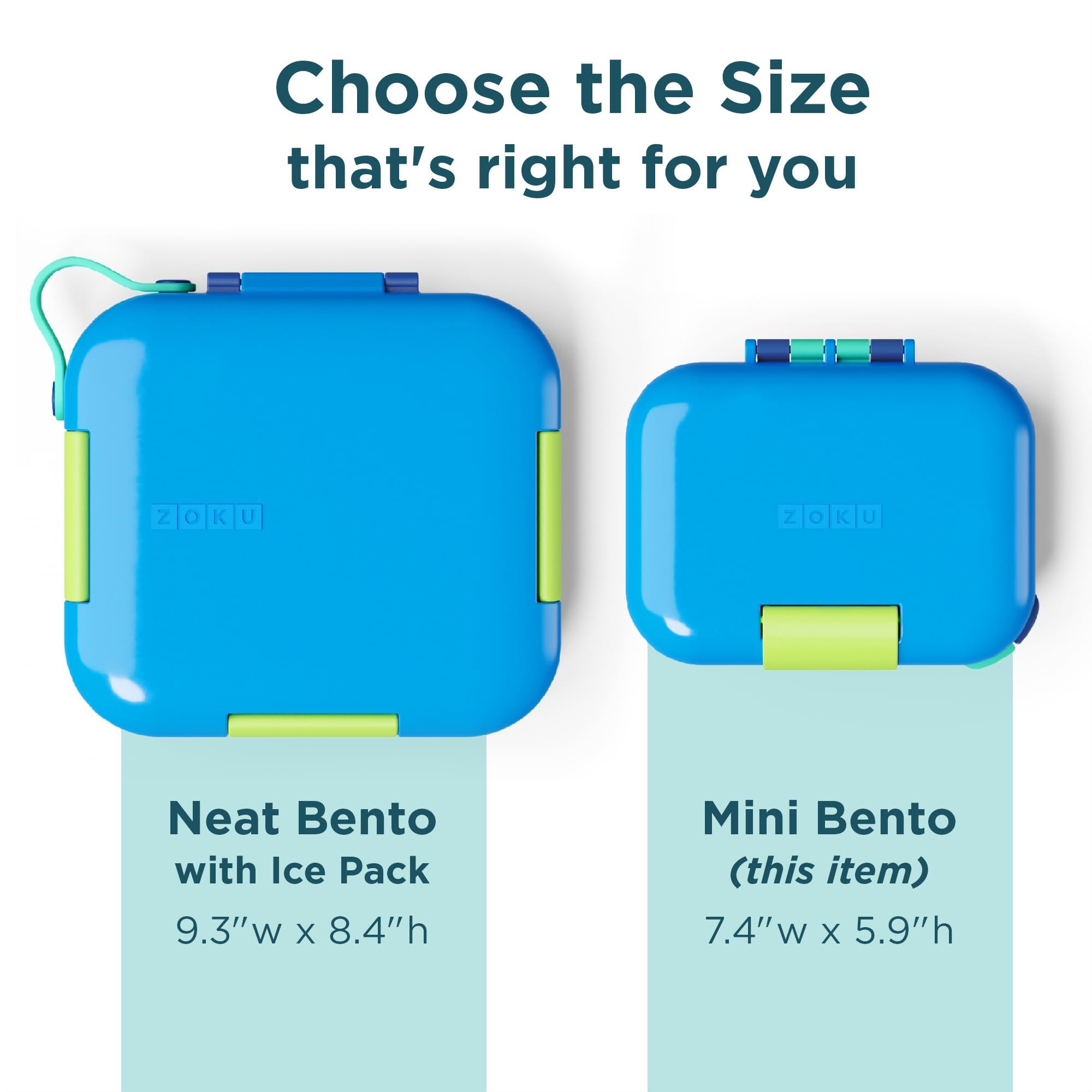 Zoku - Mini Bento Box For Kids, Stackable, Lightweight, Leakproof, For Children, Kid Friendly Latch, Easy To Clean (Bento Jr) (B