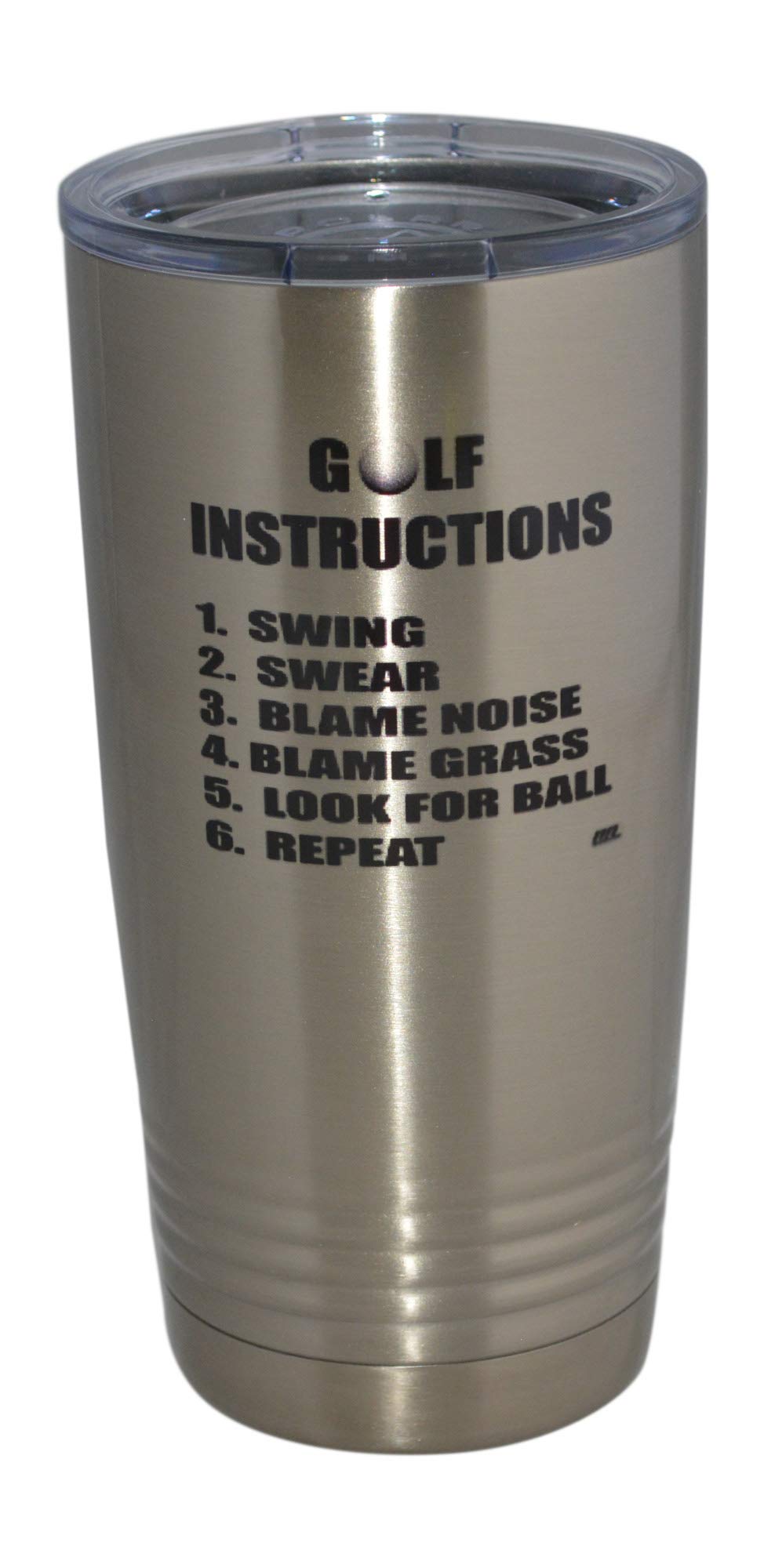 Rogue River Tactical Funny Golf Instructions 20 Oz. Travel Tumbler Mug Cup W/Lid Vacuum Insulated Hot Or Cold Gift For Golfer Da