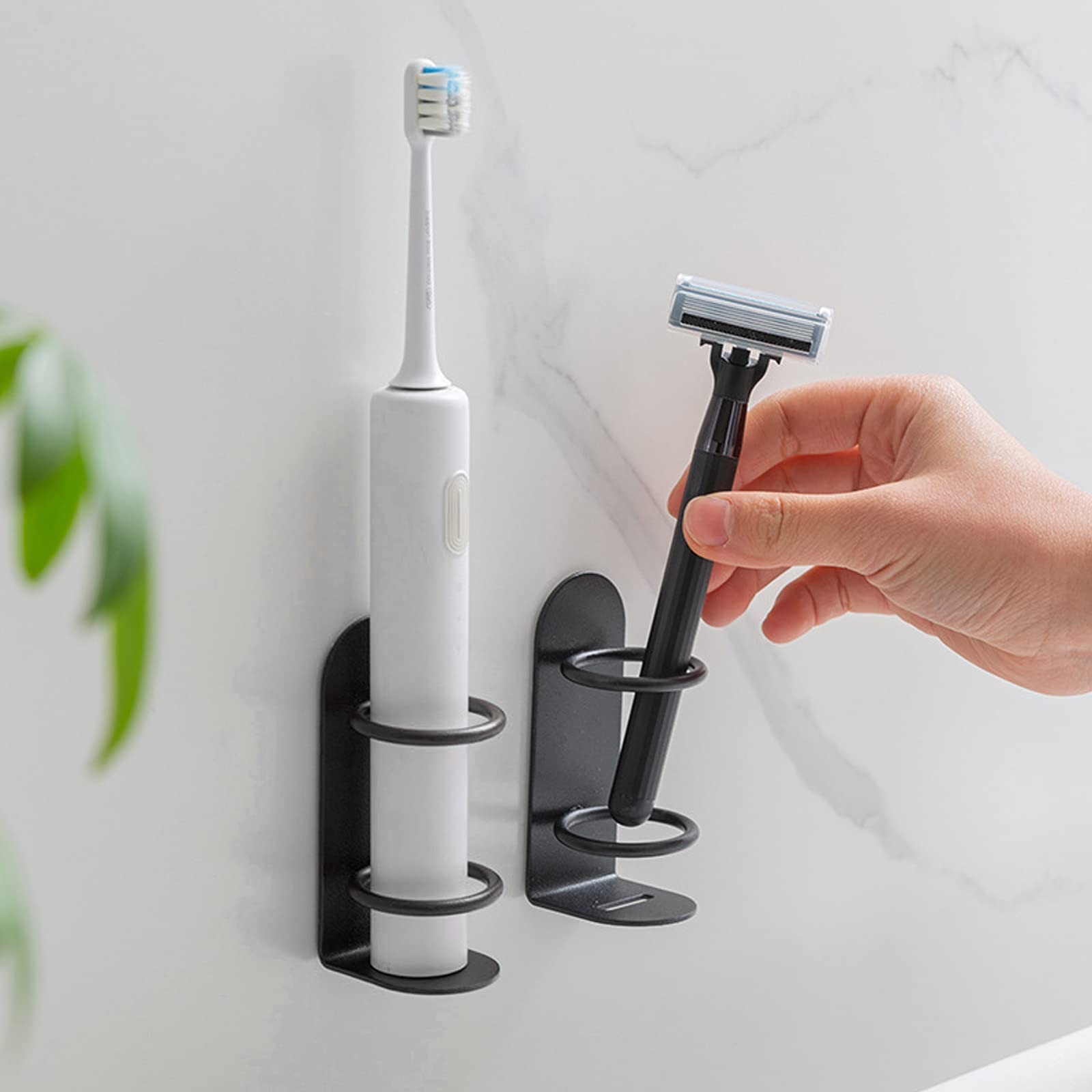 2 Pack Electric Toothbrush Holders Stick On The Wall Electric Metal Tooth Brushing Holder Wall Mounted Bathroom Organizer