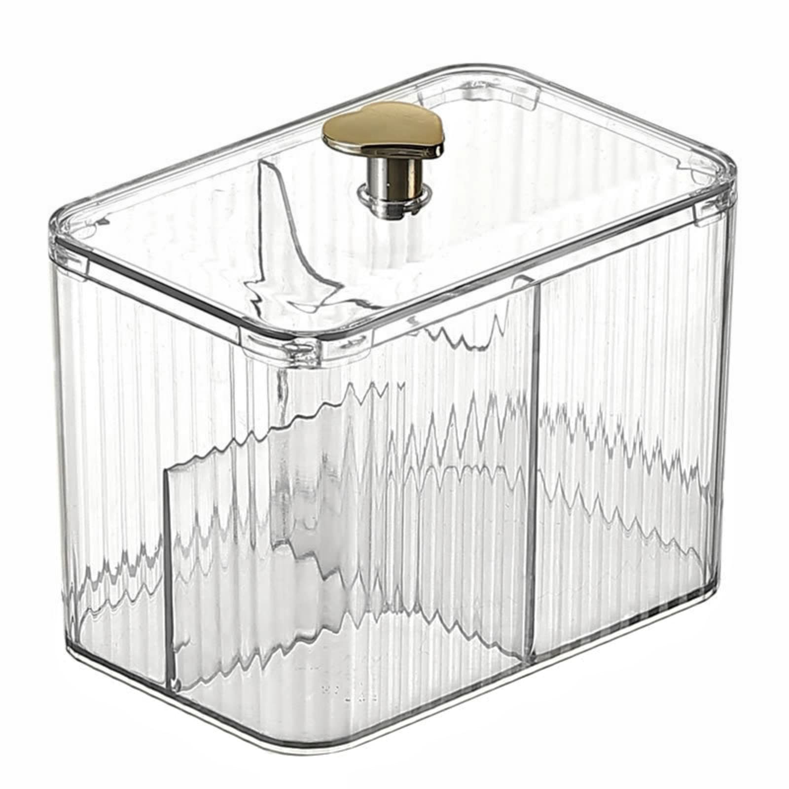 OIWTLIFE Cotton Swab Holder Cotton Pad Holder with 3 Compartments Clear Bathroom Vanity Storage Organizer