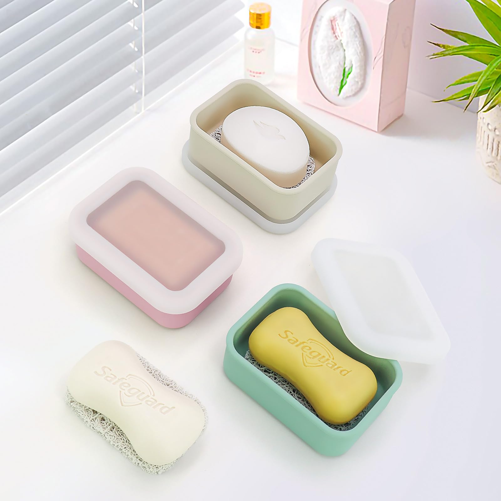 Aidimming Silicone Bar Soap Travel Case,Completely Leak Proof Bar Soap Holder,Compact Soap Bar Container,Shampoo Bar Holder,Port