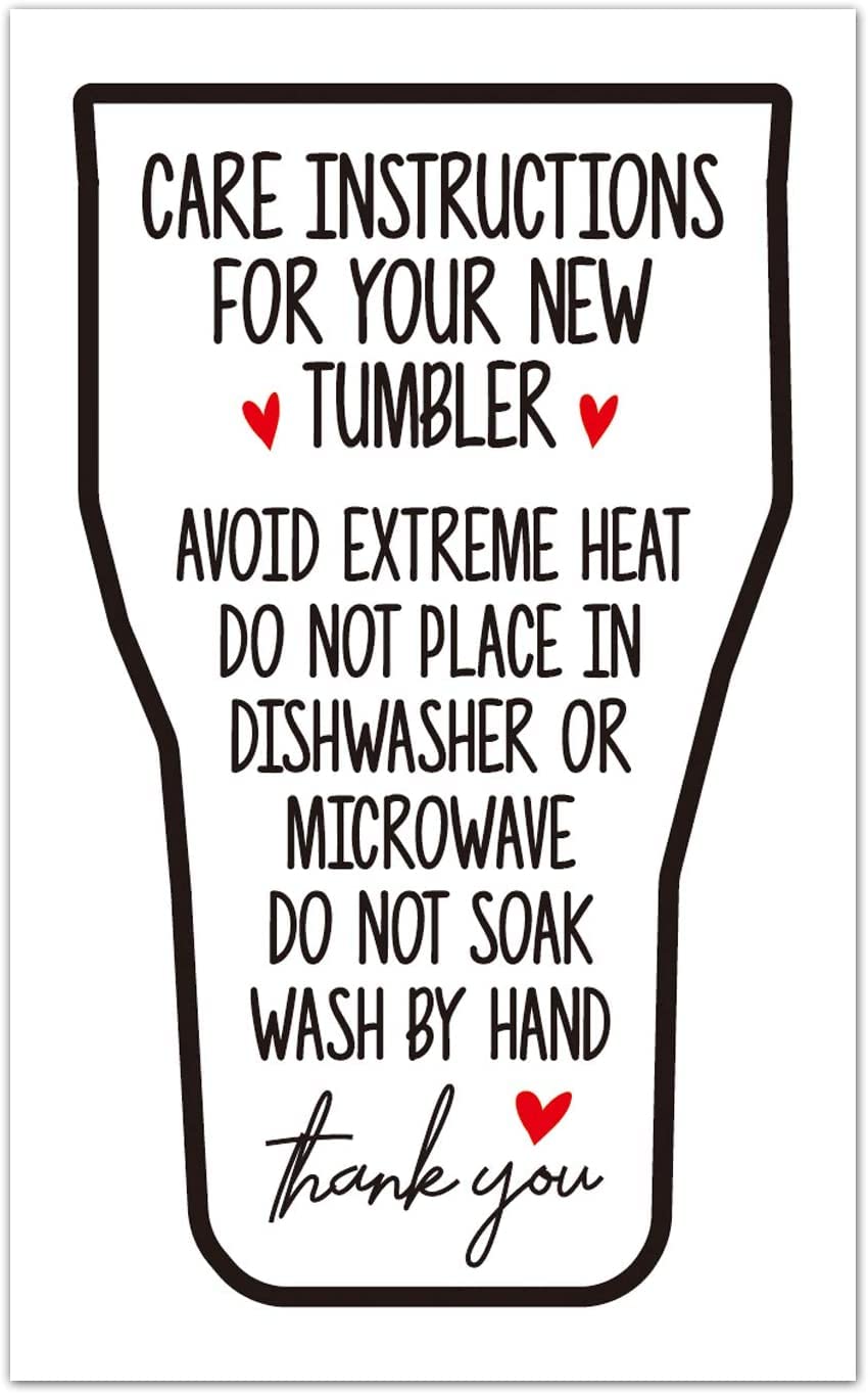 Korttitalo 50 Care Instruction Cards Tumbler, Care Instructions For Tumbler Insert For Small Business, Care Instruction Cards Fo