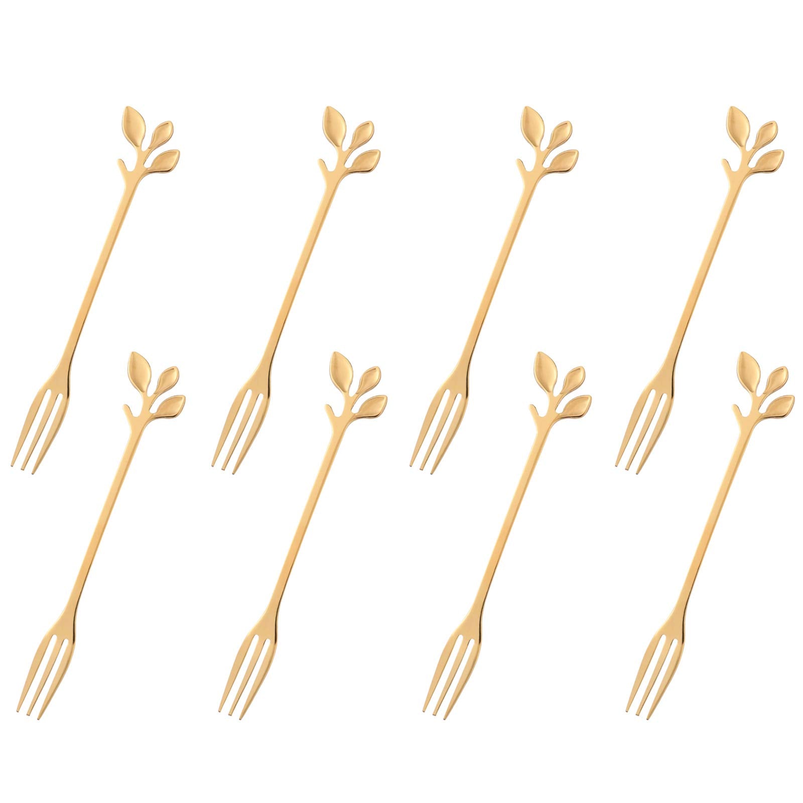 Gold Stainless Steel Dessert Fruit Forks Set Of 8, Tableware Flatware Party Supplies, 4.7 Inch Specialty Demitasse Stirring Spoo