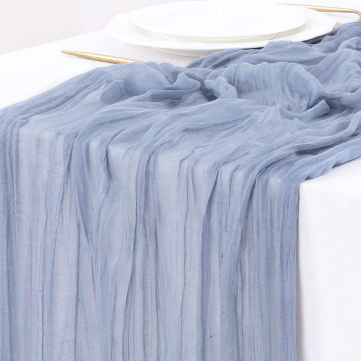 Socomi Cheesecloth Table Runner 10Ft Gauze Boho Rustic Dusty Blue Cheese Cloth Table Runner For Baby Shower Decoration Wedding E