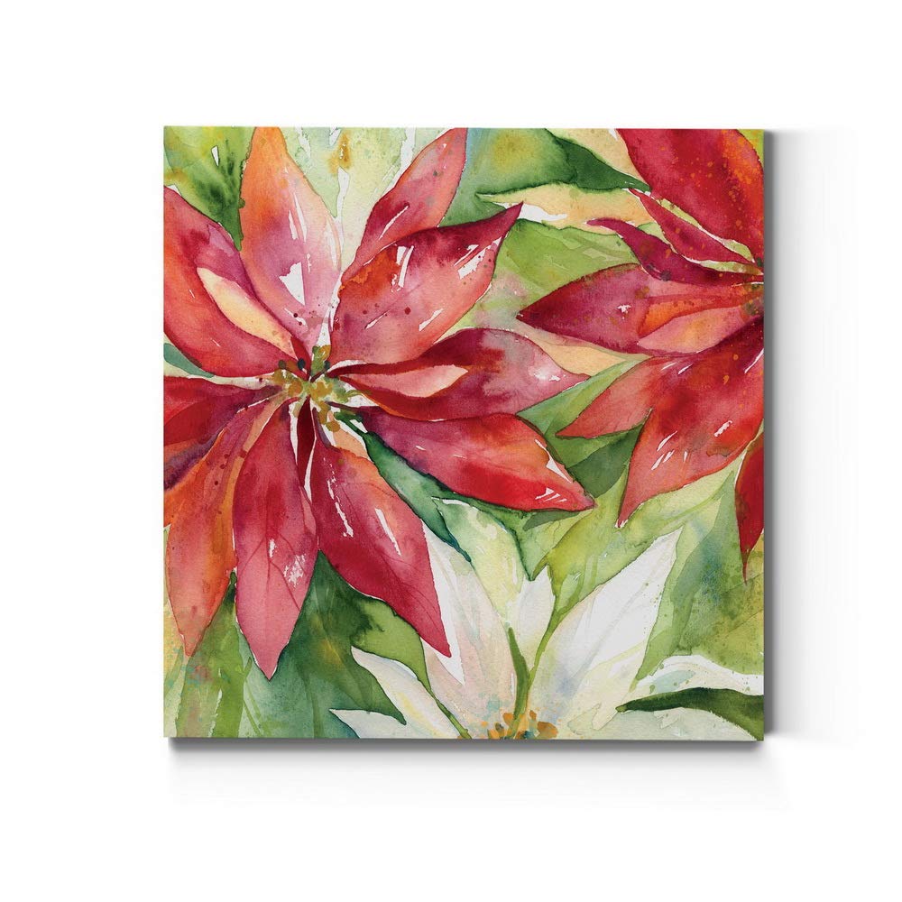 Renditions Gallery Poinsettia Leaves Wall Art, Christmas & Winter Artwork, Festive Red & Green, Flowers, Floral, Premium Gallery