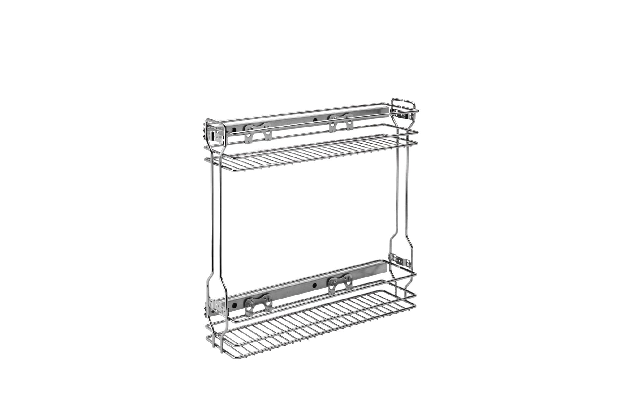 RevAShelf 18 Inch Pull Out Steel Wire Basket Shelf Storage Shelf Organizer for Kitchen Side Cabinets 2Tier, Silver, 54806CR