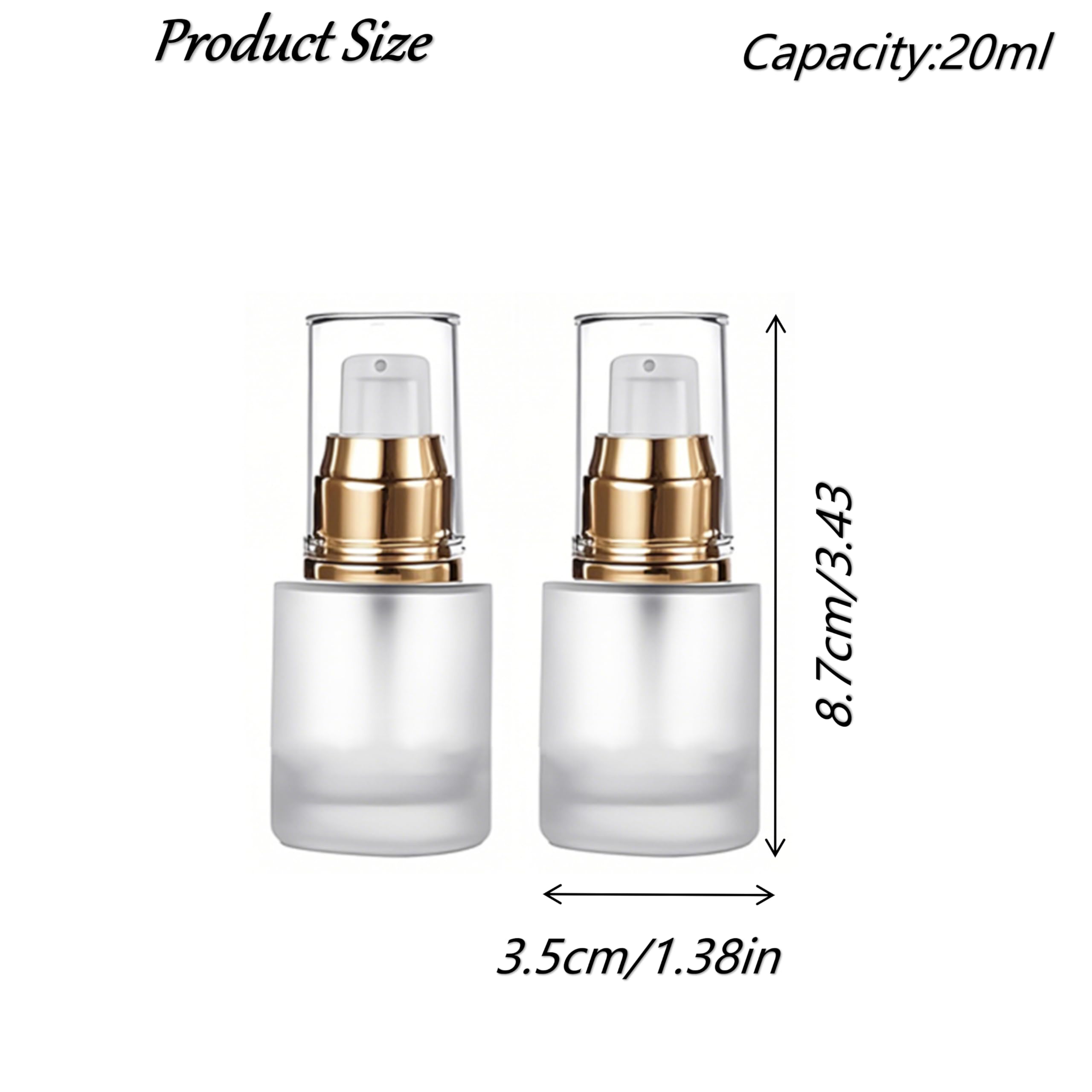 Doromy 6Pcs Refillable Frosted Glass Lotion Pump Bottles Empty Comestic Bottles Travel Containers 20Ml/0.67Oz With Pump Dispense