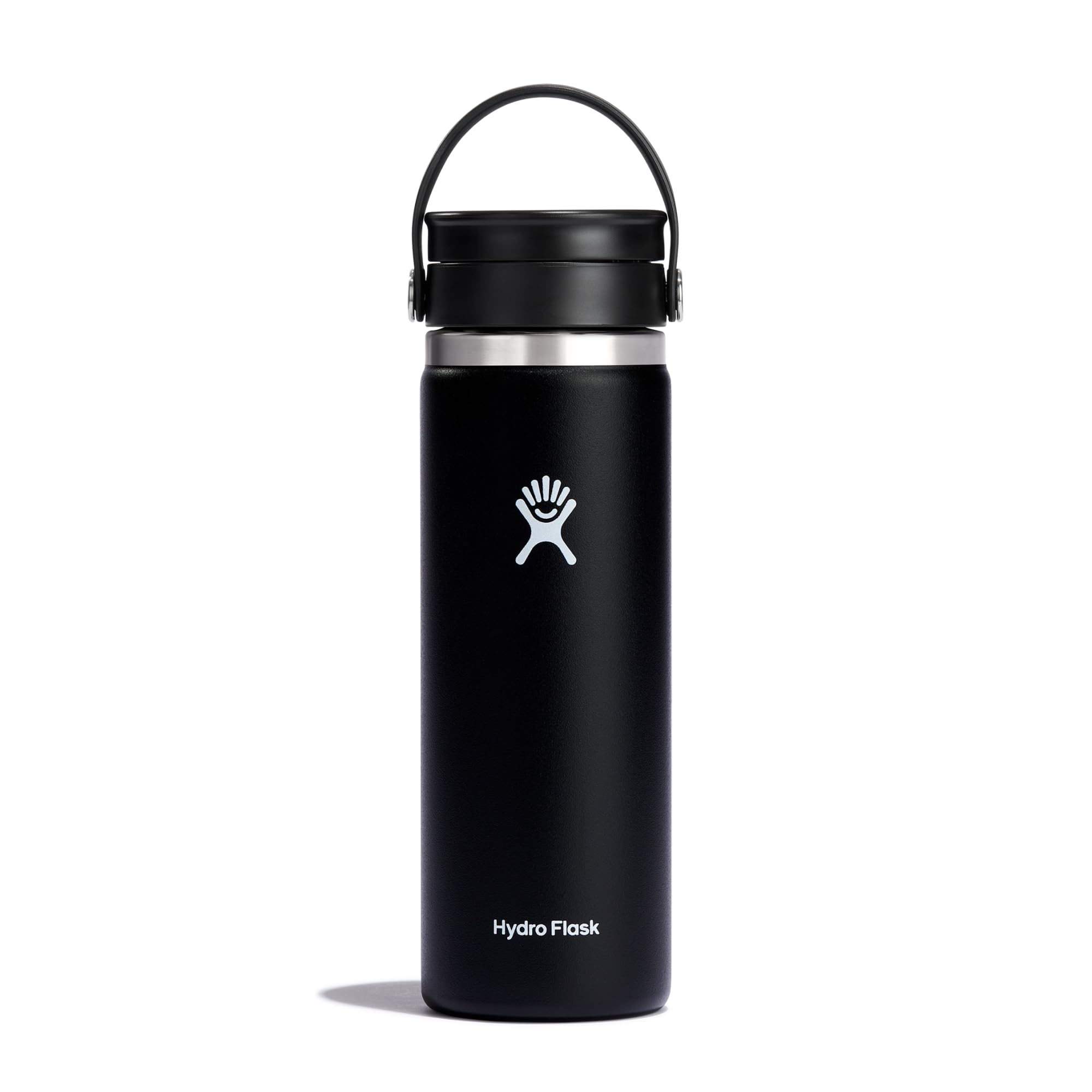 Hydro Flask Wide Mouth Bottle With Flex Sip Lid - Insulated Water Bottle Travel Cup Coffee Mug Black 20 Oz