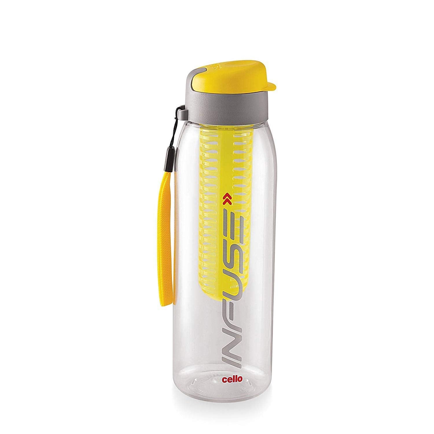Cello Infuse Water Bottle 800Ml, Yellow | Food Grade Unbreakable Detox Bottle With Infuser Chamber | Reusable Leakproof Lightwei