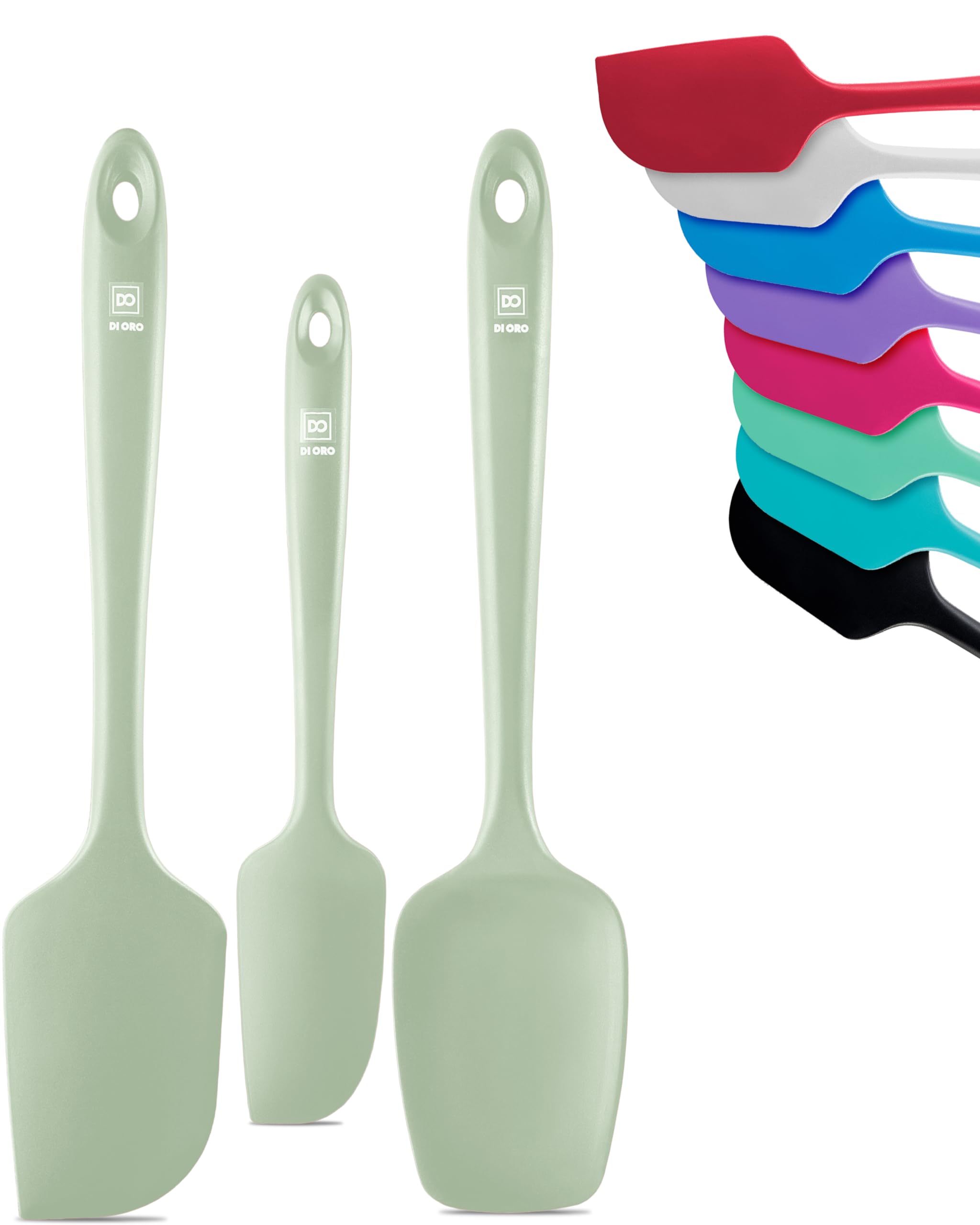 di Oro Living Silicone Spatula Set - Rubber Kitchen Spatulas for Baking, Cooking, Mixing - 600F Heat-Resistant & BPA Free Silico