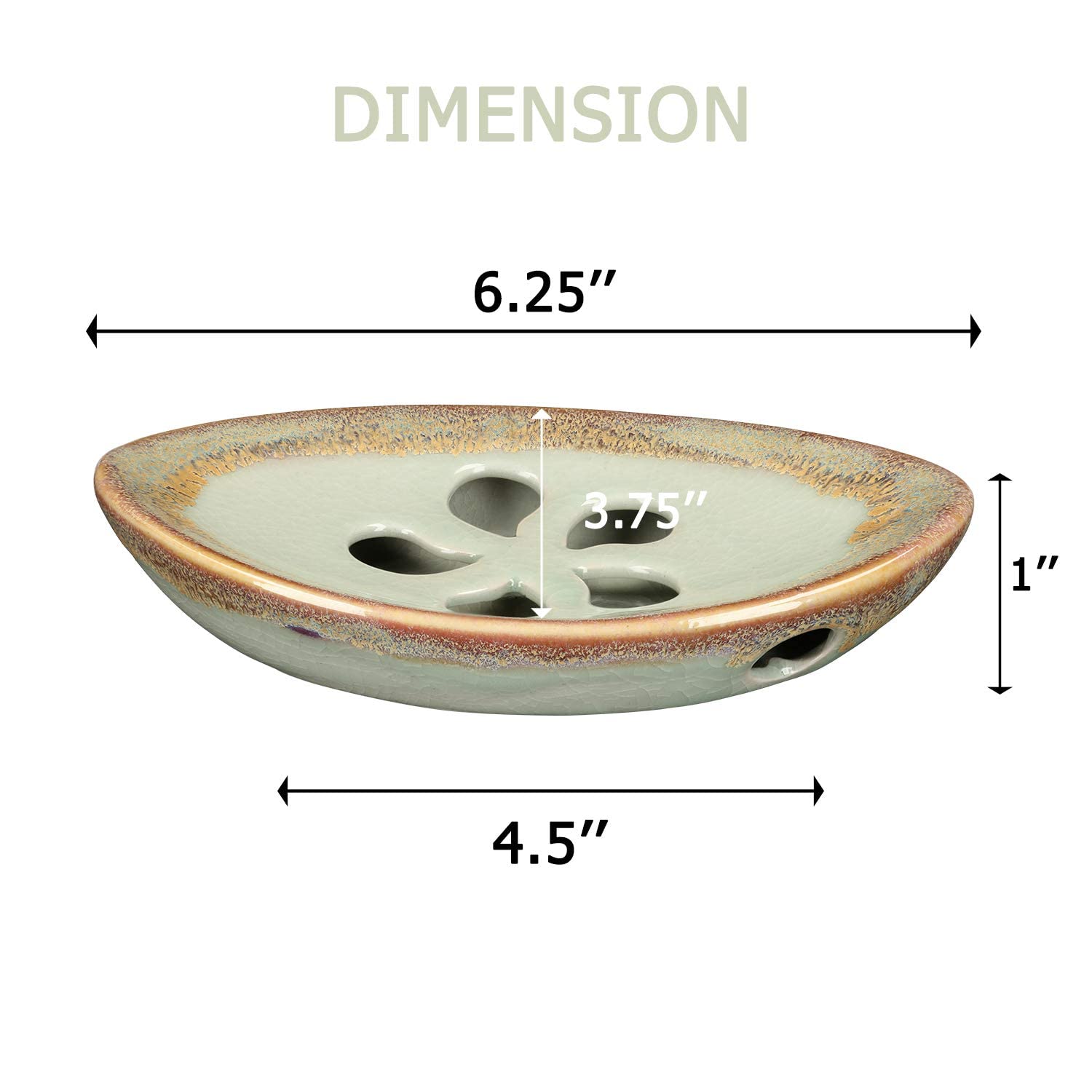 Lungmongkol Shop Ceramic Soap Dish With Self Draining Tray For Bar Soap, Bathroom, Kitchen (Pastel Blue)