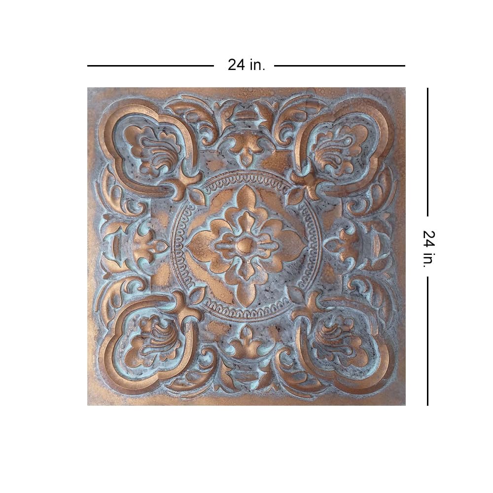 From Plain To Beautiful In Hours DCT30 Gaby PVC 2  x 2  Glue-up or Lay-in Ceiling Tile (Covers / 300 sq.ft), Weathered Copper, 7