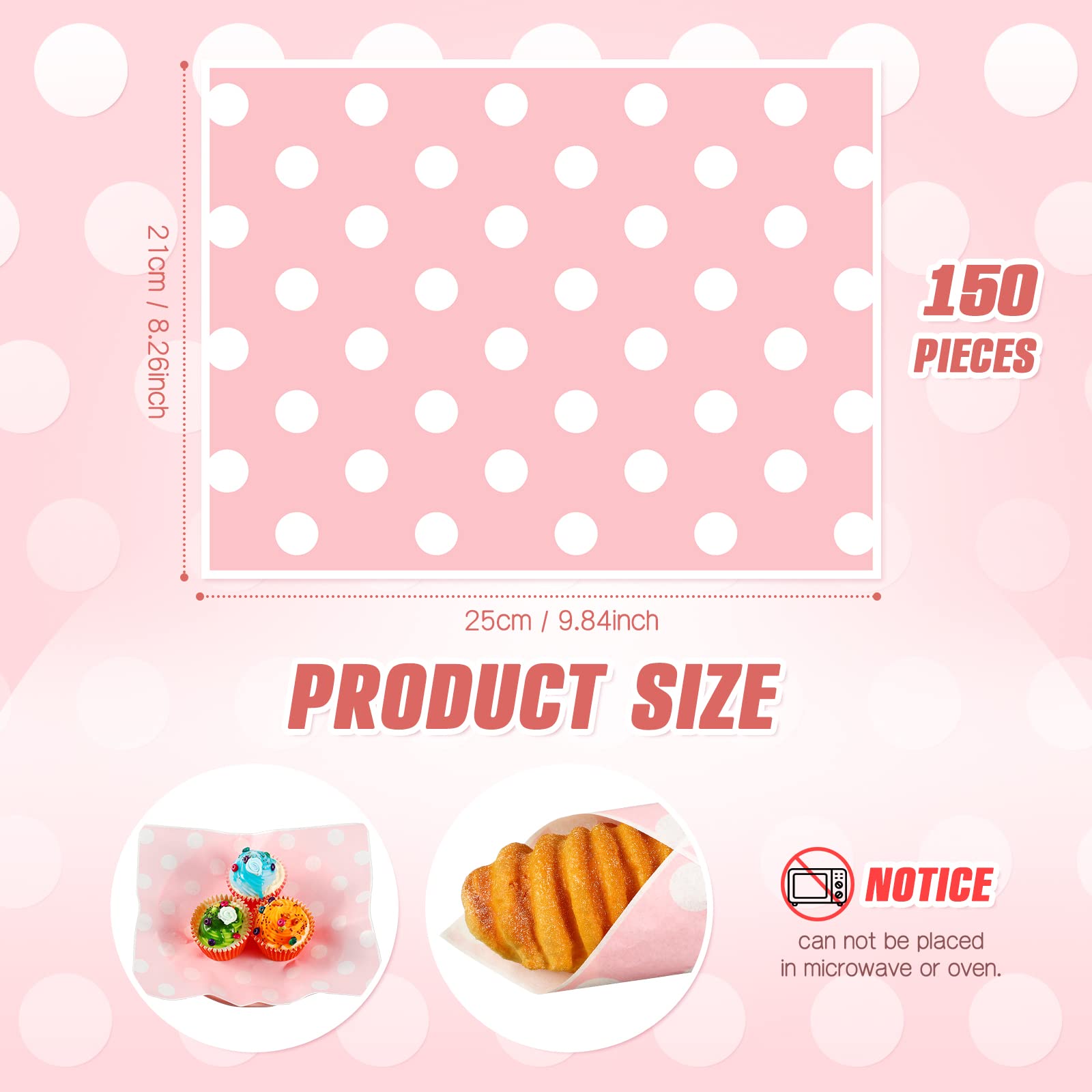 Wax Paper Sheets For Food White Dot Printed Bakery Tissue Greaseproof Disposable Wrapping Paper For Sandwich Fast Food Picnic Ba