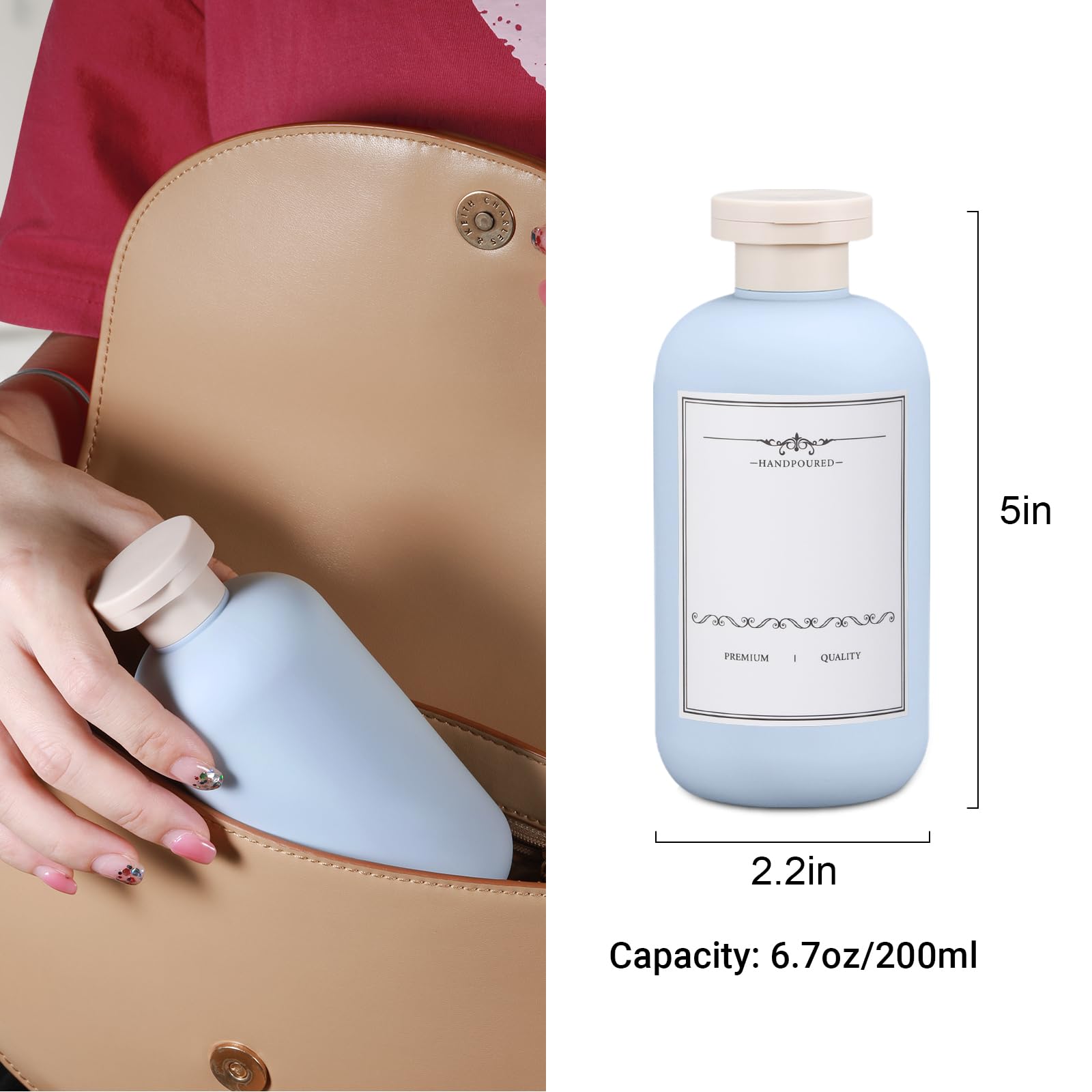 Umetass 6.8Oz Travel Bottles For Toiletries, Empty Plastic Squeeze Bottles With Flip Cap, Lotion Container For Toiletries Travel