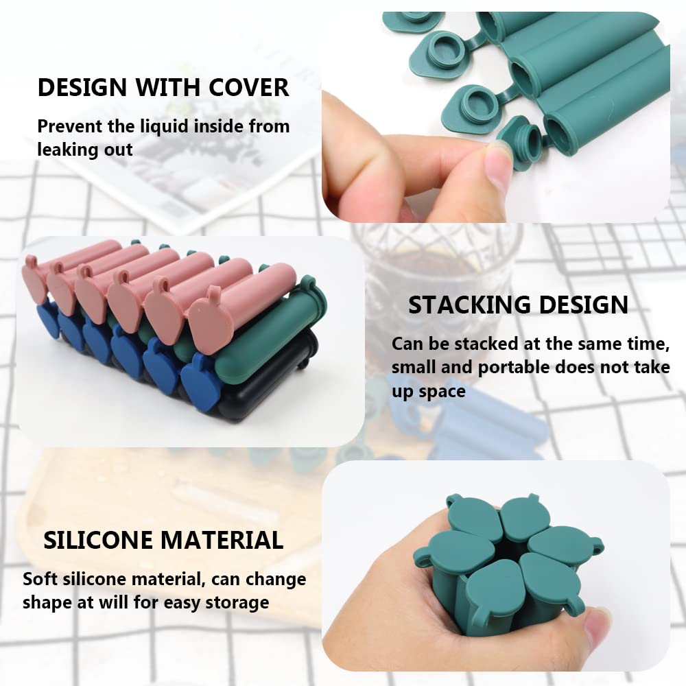 4Colors Mini Ice Cube Stick Tray With Lid, Silicone Ice Tube Making Trays, Ice Cube Molds For Sports And Water Bottles, Easy Pus