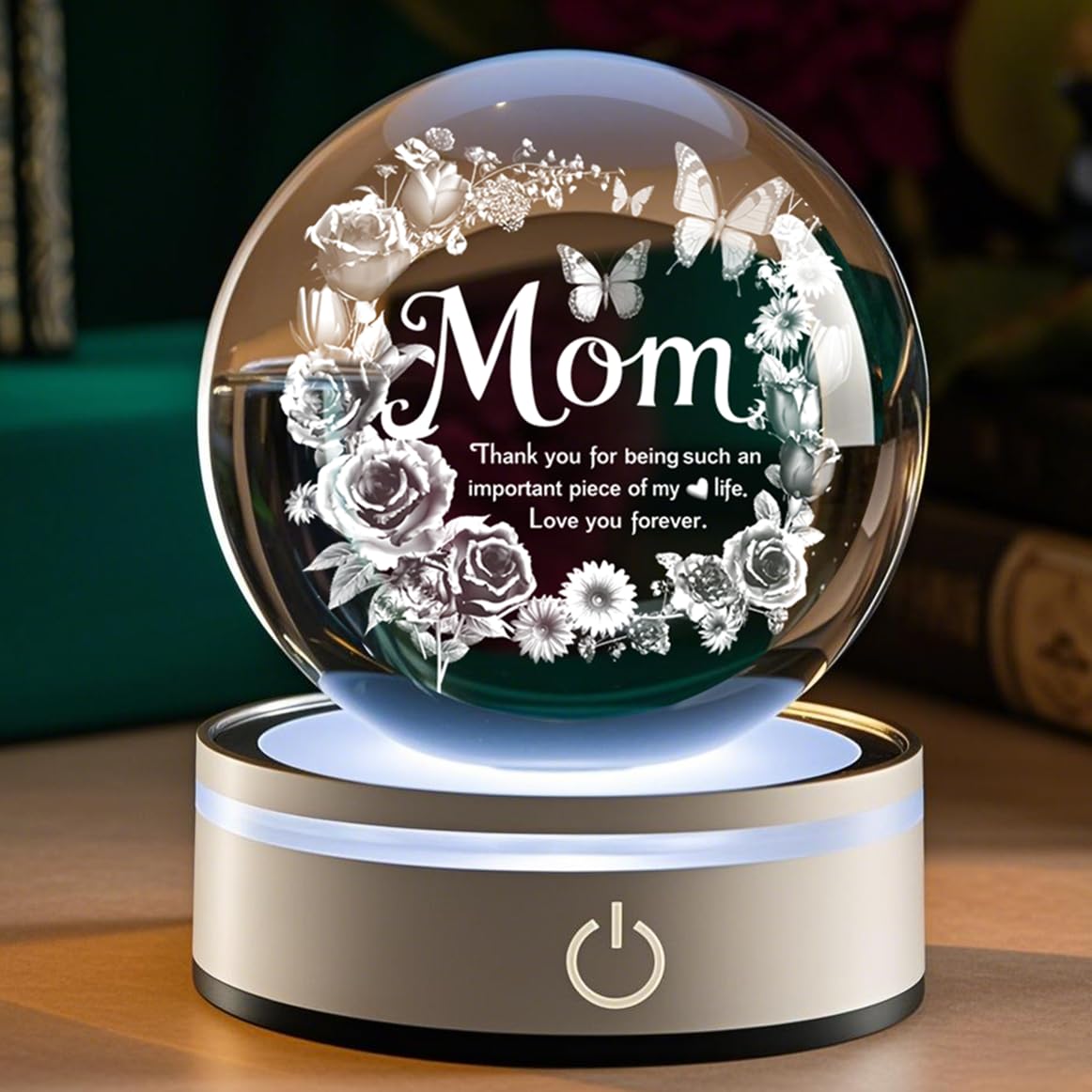 YouerCrystal Mom 3D Crystal Ball Gifts for Mum Birthday Gift from Son, Daughter - Fun Christmas, Mothers Day, Retirement Gift Du